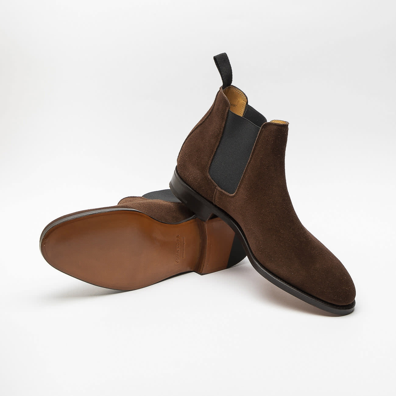 Shop John Lobb Lawry Dark Brown Suede Chelsea Boot (fitting E) In Marrone