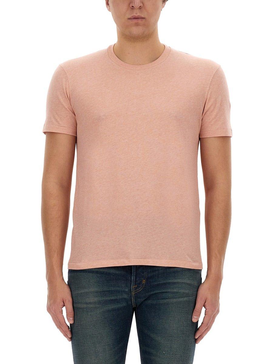 Shop Tom Ford Crewneck Short-sleeved T-shirt In Peach
