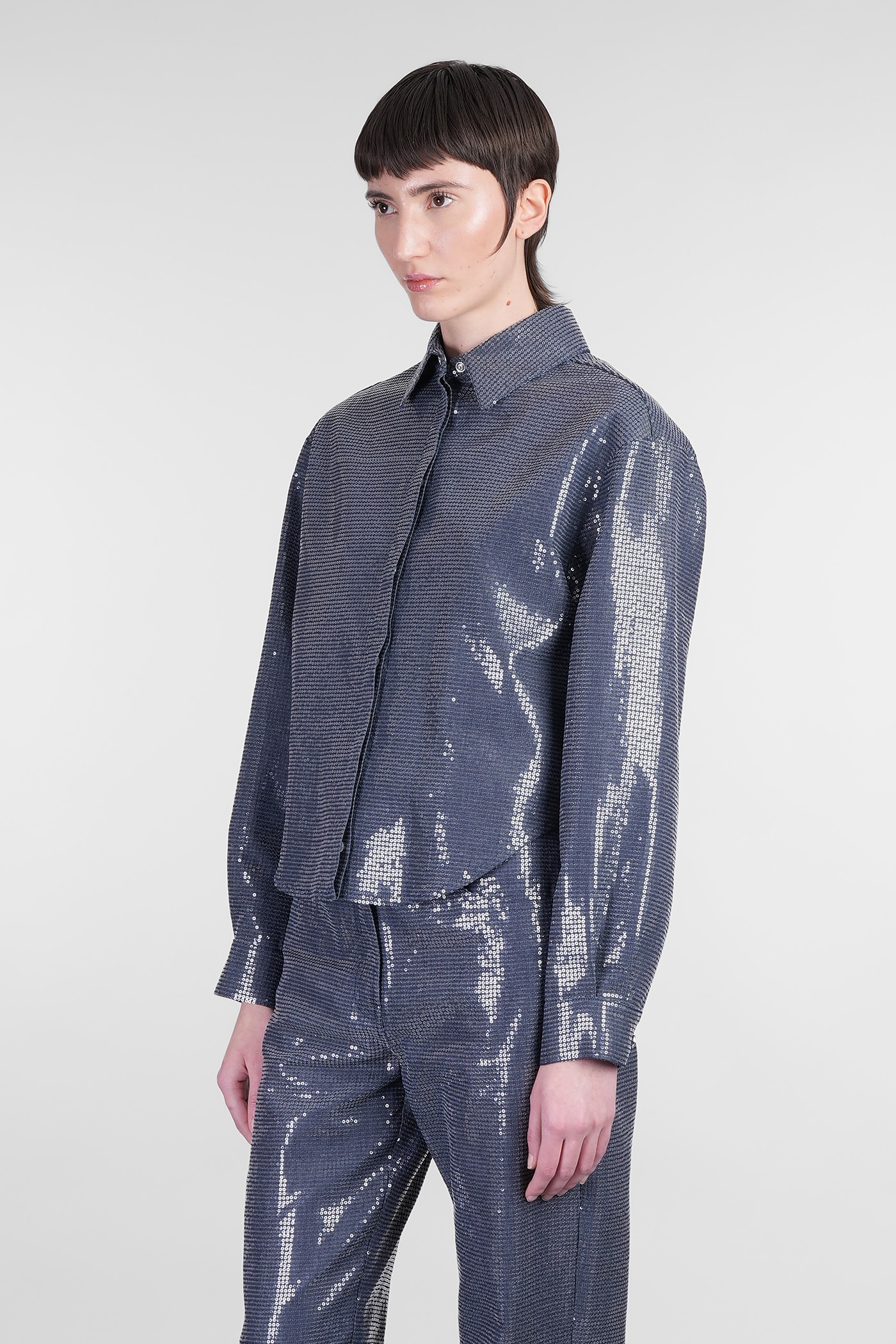 Mvp Wardrobe Cotton Blend Shirt With Allover Sequins