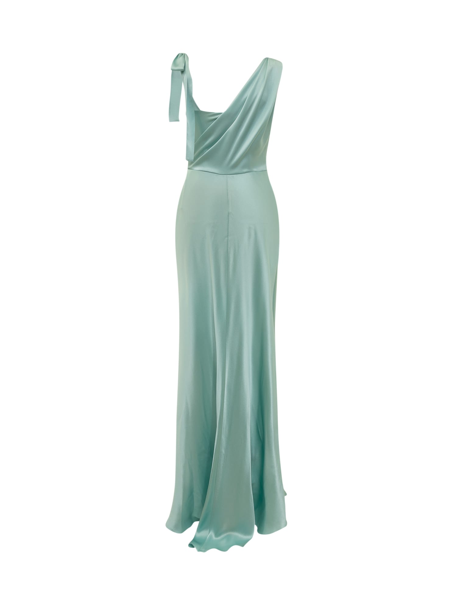 Shop Alberta Ferretti Silk Satin Dress In Sky Blue
