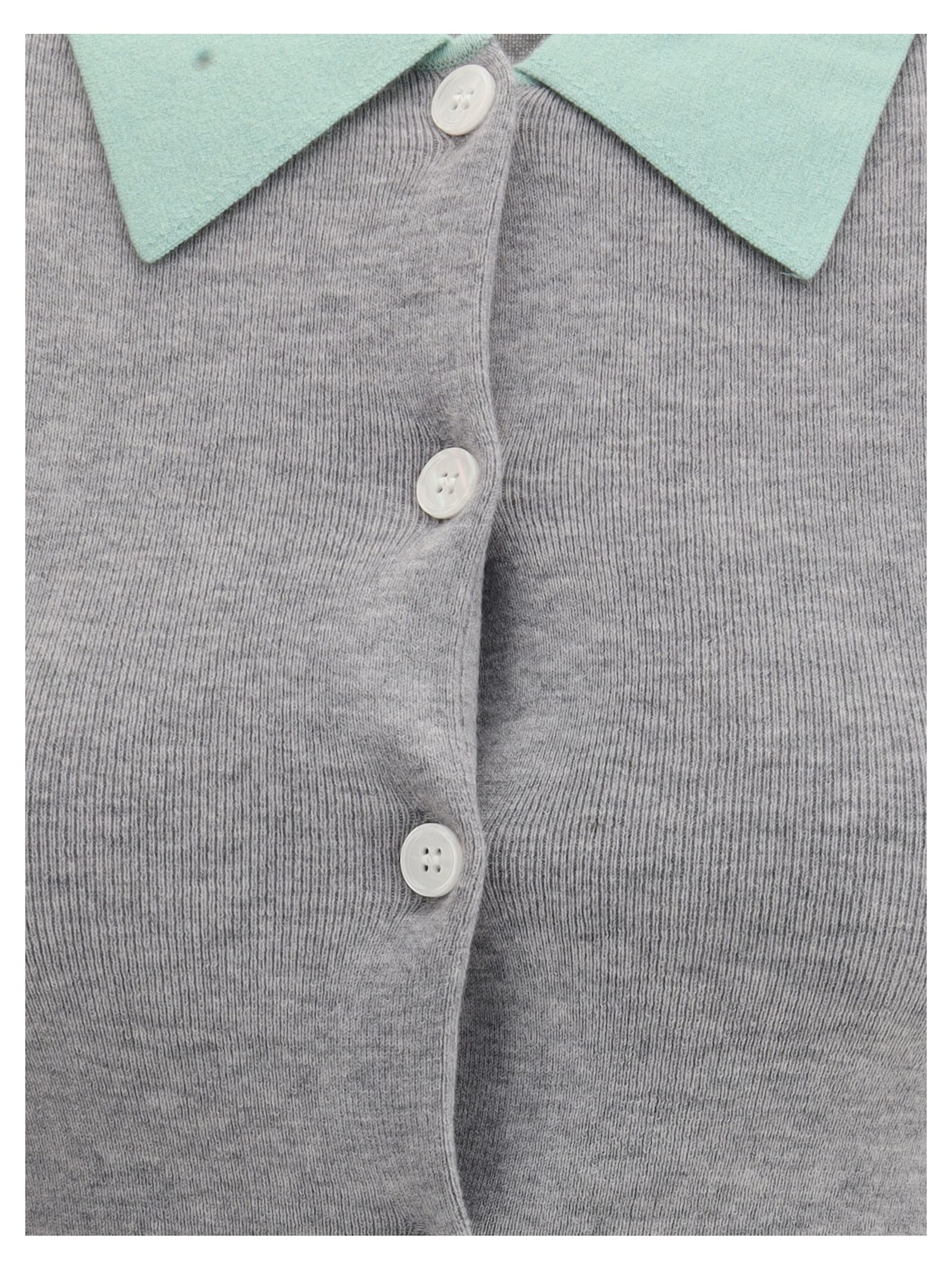 Self-portrait Buttoned Wool Cardigan In Gray