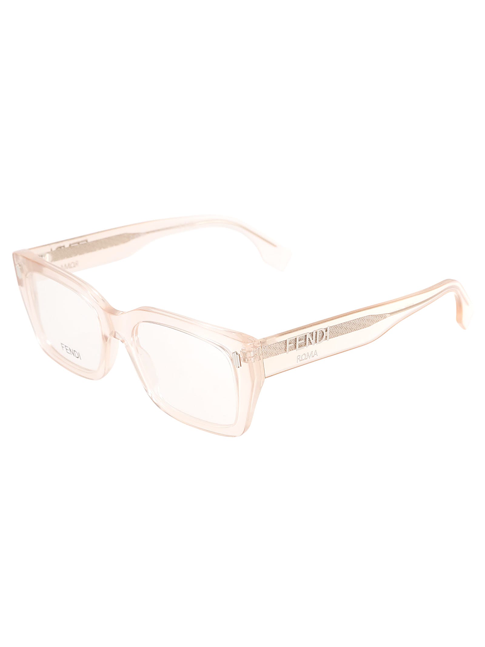 Shop Fendi Logo Sided Clear Frame Glasses In 072 - Rose