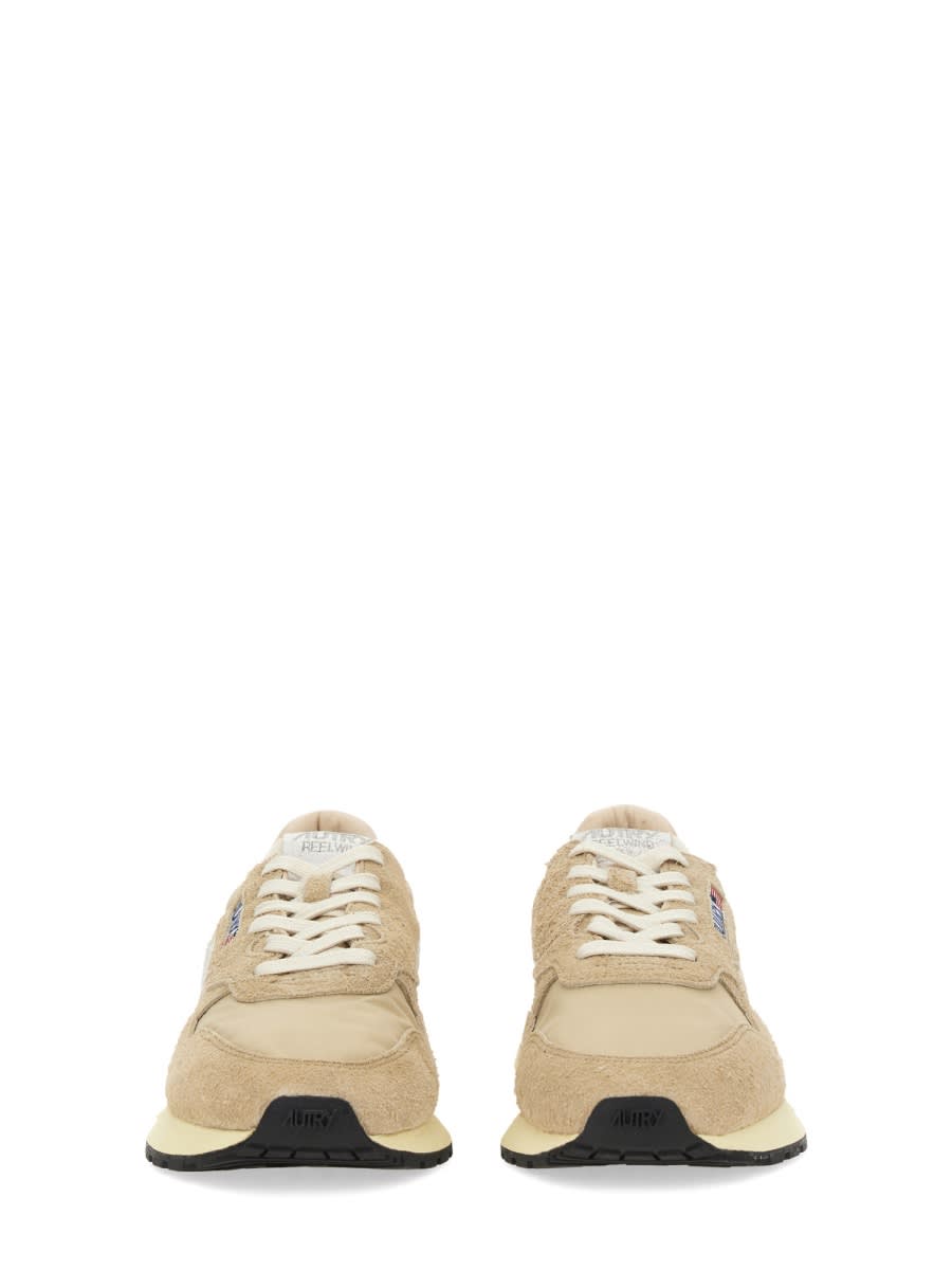 Autry 'reel Wind' Beige Low Top Sneakers With Logo Detail In Pink