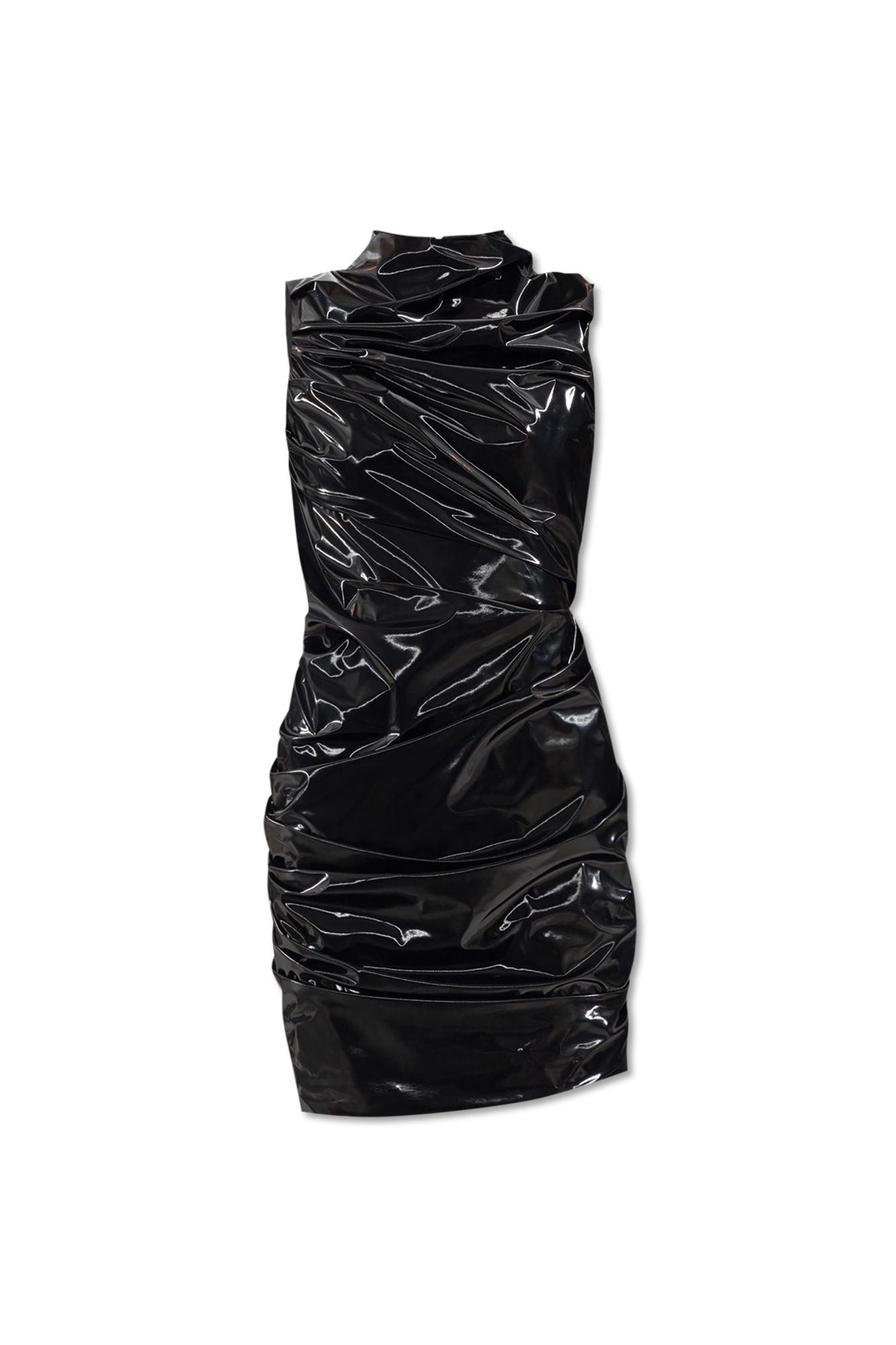 Shop Alexander Mcqueen Dress With Ruching In Nero