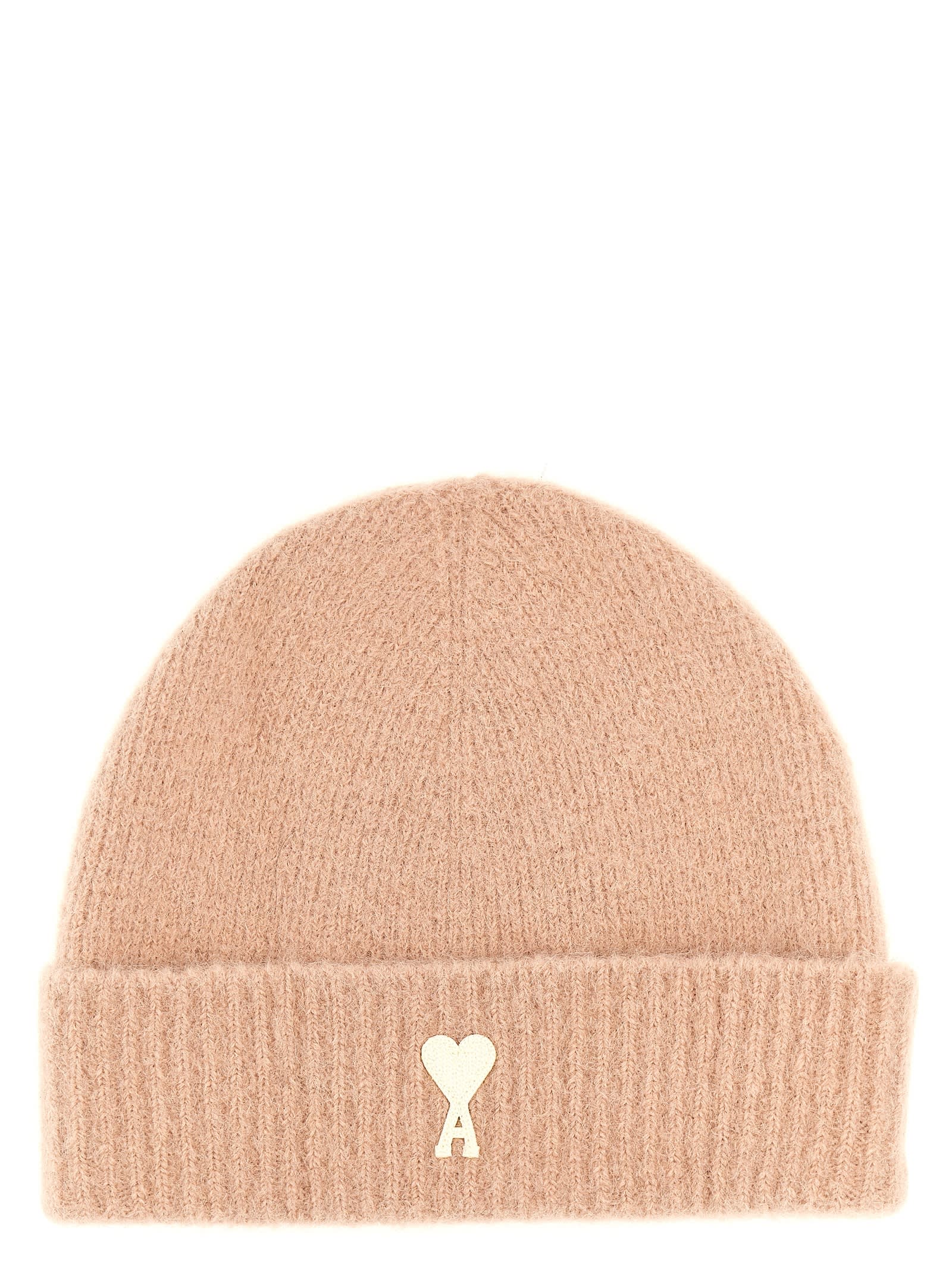 Ami Alexandre Mattiussi Ami Paris Men Ami De Coeur Beanie Hat In Beige
