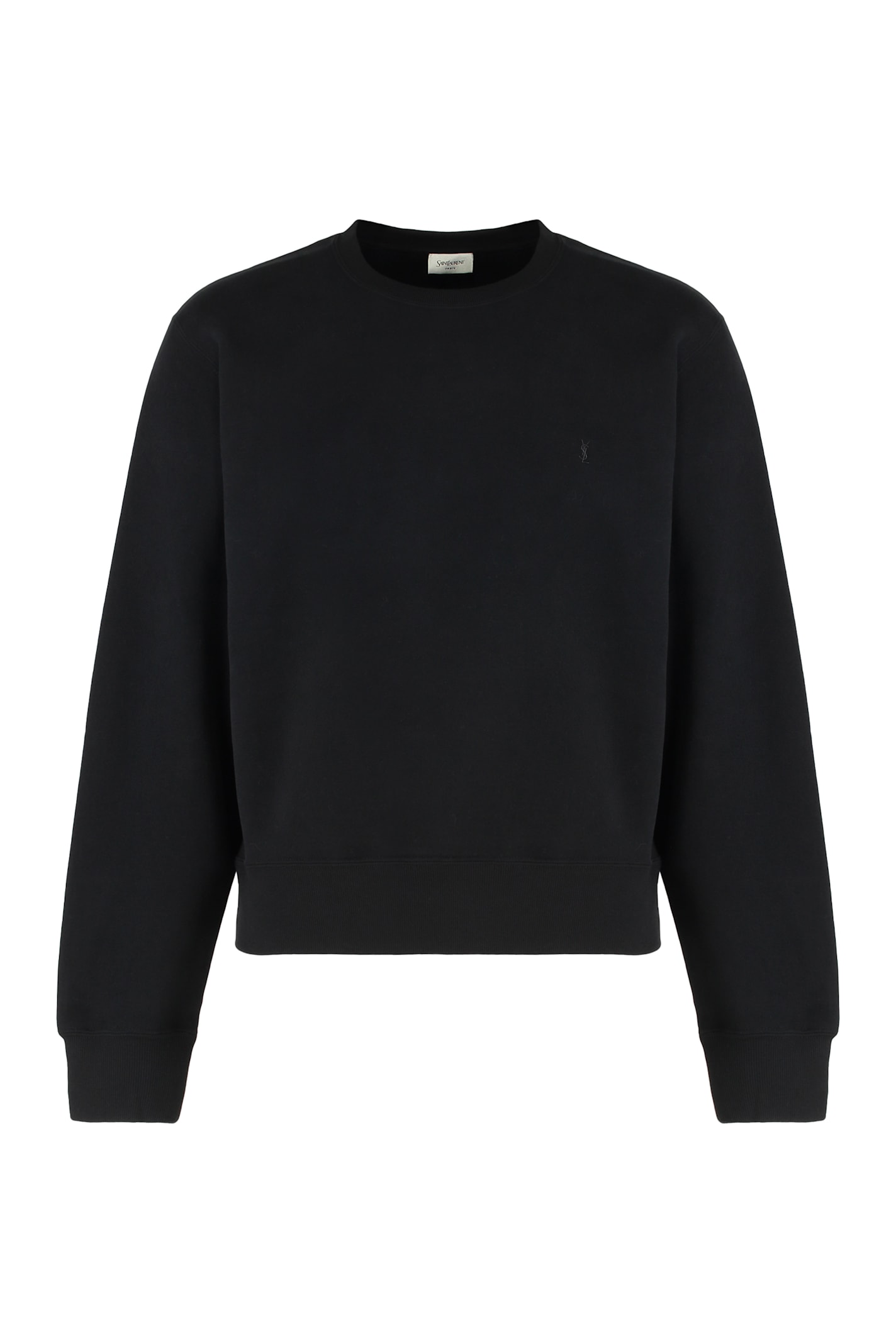 Saint Laurent Certified Cotton Sweatshirt With Cassandre Embroidery In Black