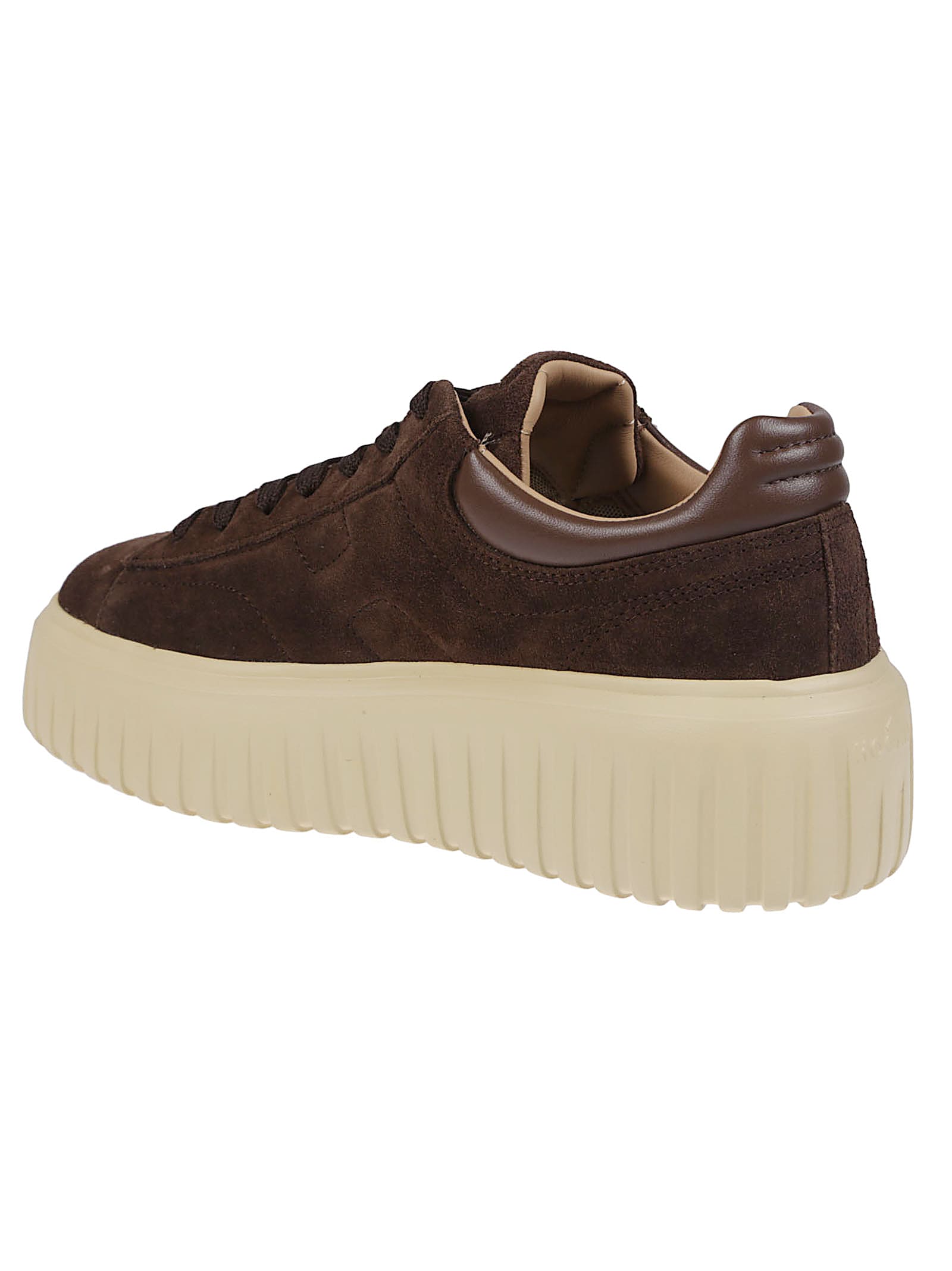 Hogan Leather Lace-up Sneakers Platform Sole In Brown