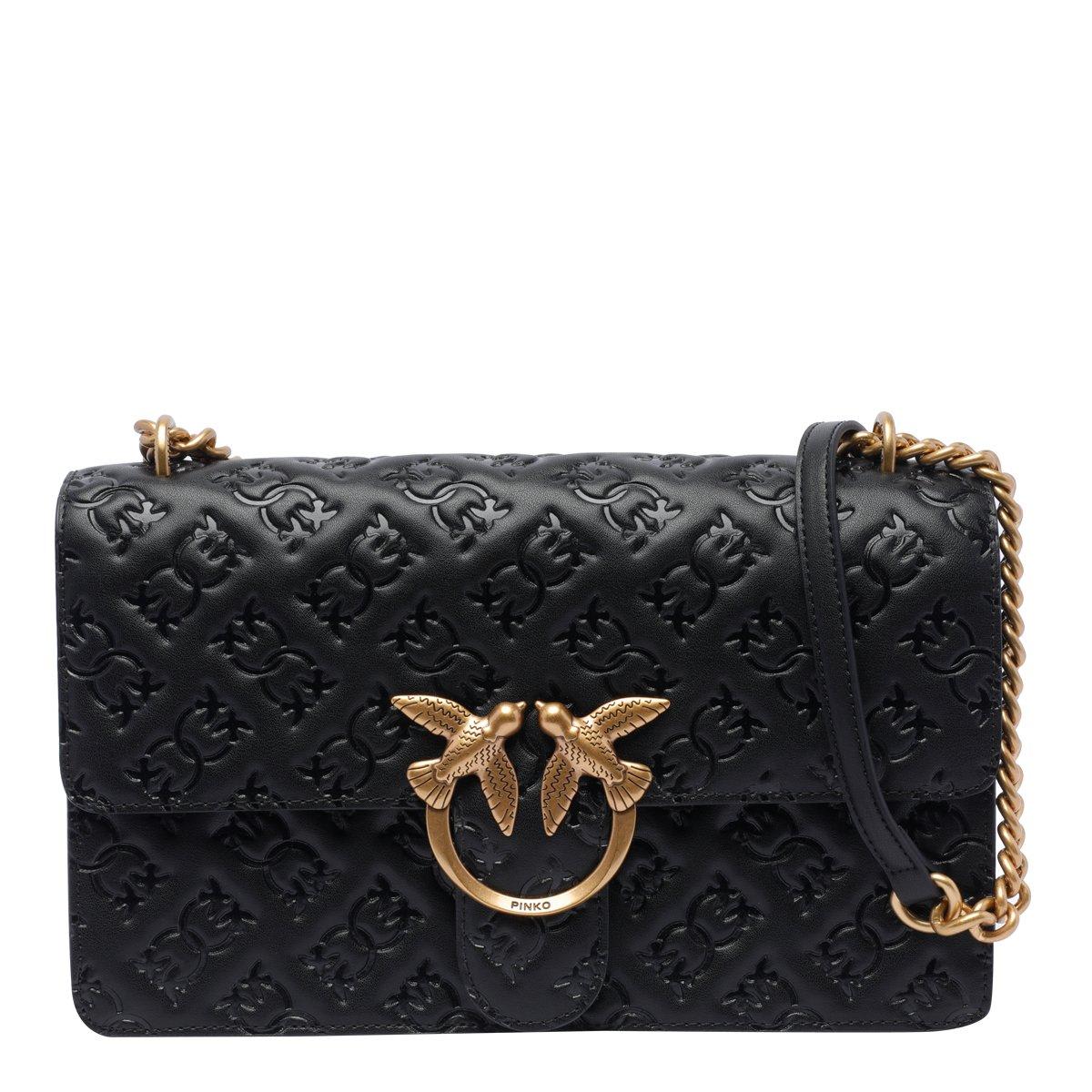 Shop Pinko Love One Classic Small Crossbody Bag In Black