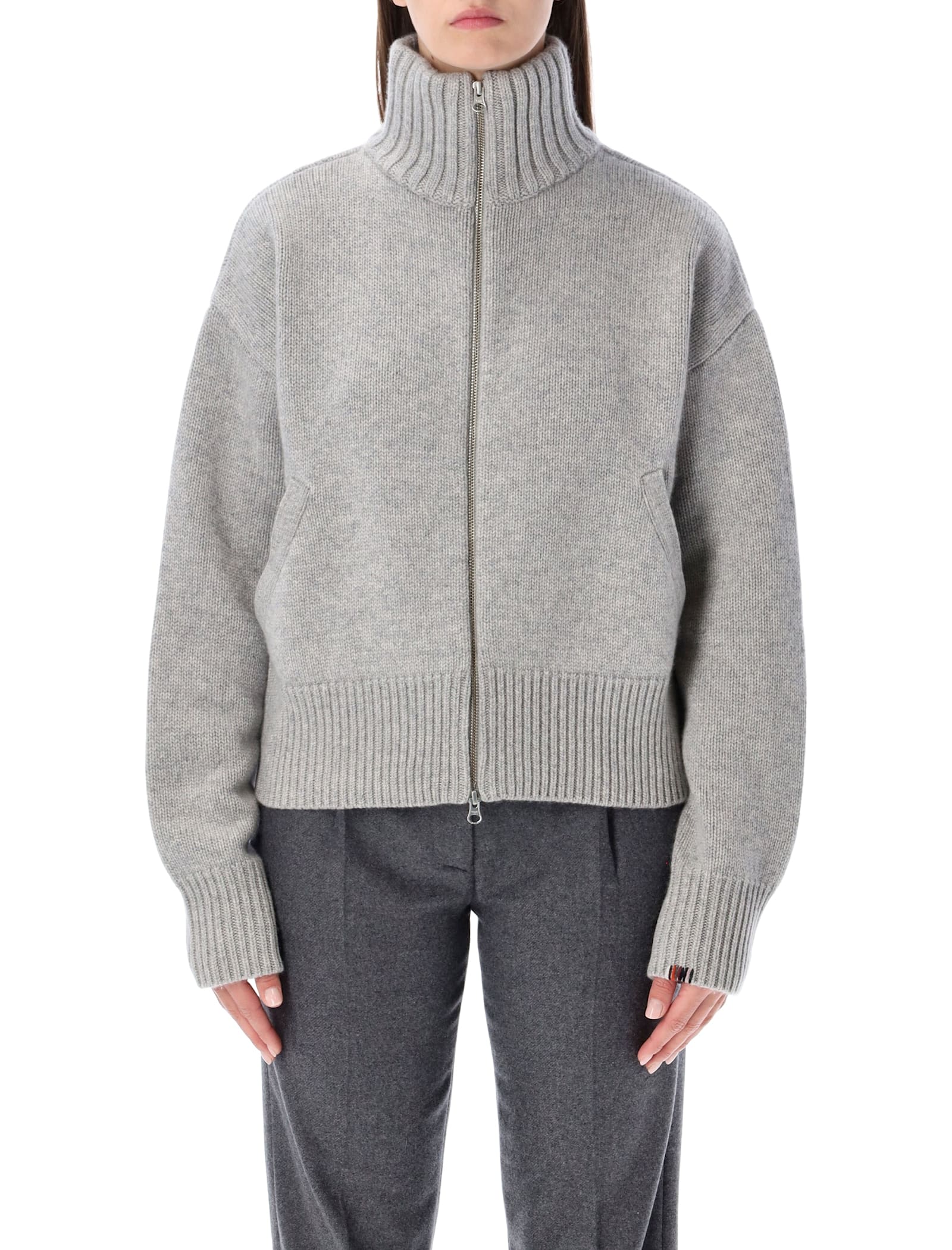 Extreme Cashmere N°438 Xtra Fab Cashmere Zip-up Cardigan In Gray