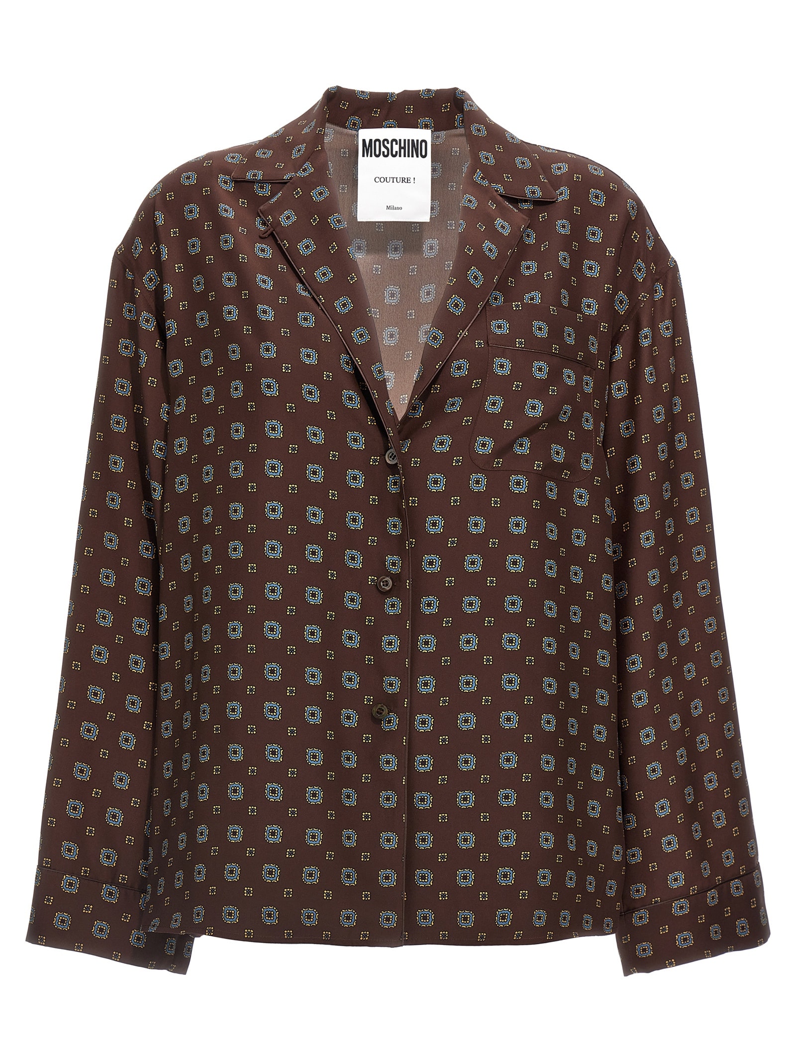 Shop Moschino Patterned Shirt In Brown