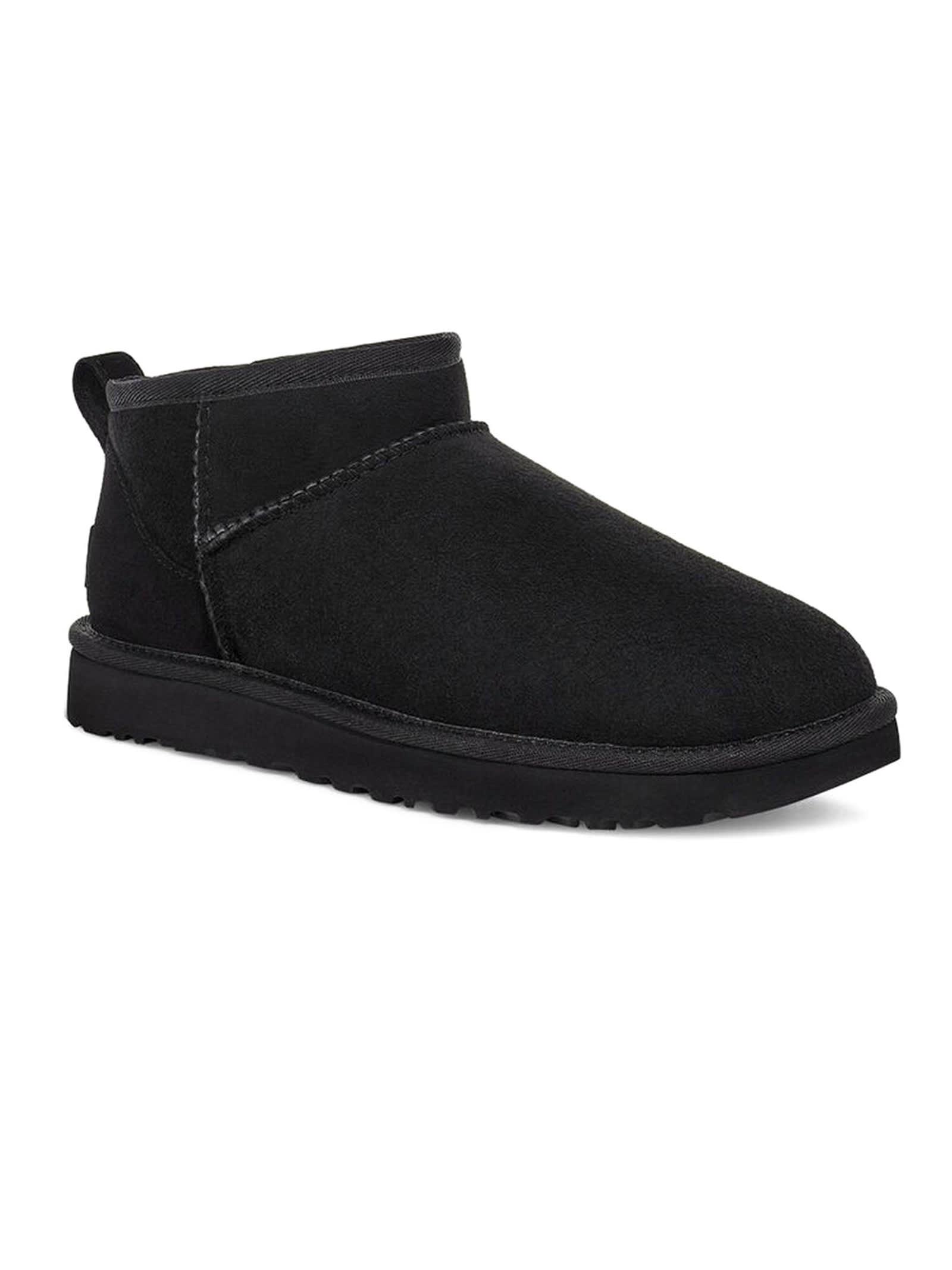 Shop Ugg Black Twinface Sheepskin Classic Ultra Min Boots