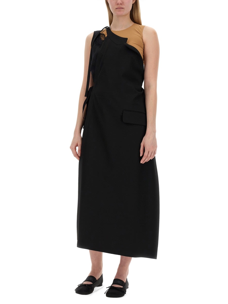 Mm6 Maison Margiela Asymmetrical Top With Fitted Bodice And Flowing Skirt In Black