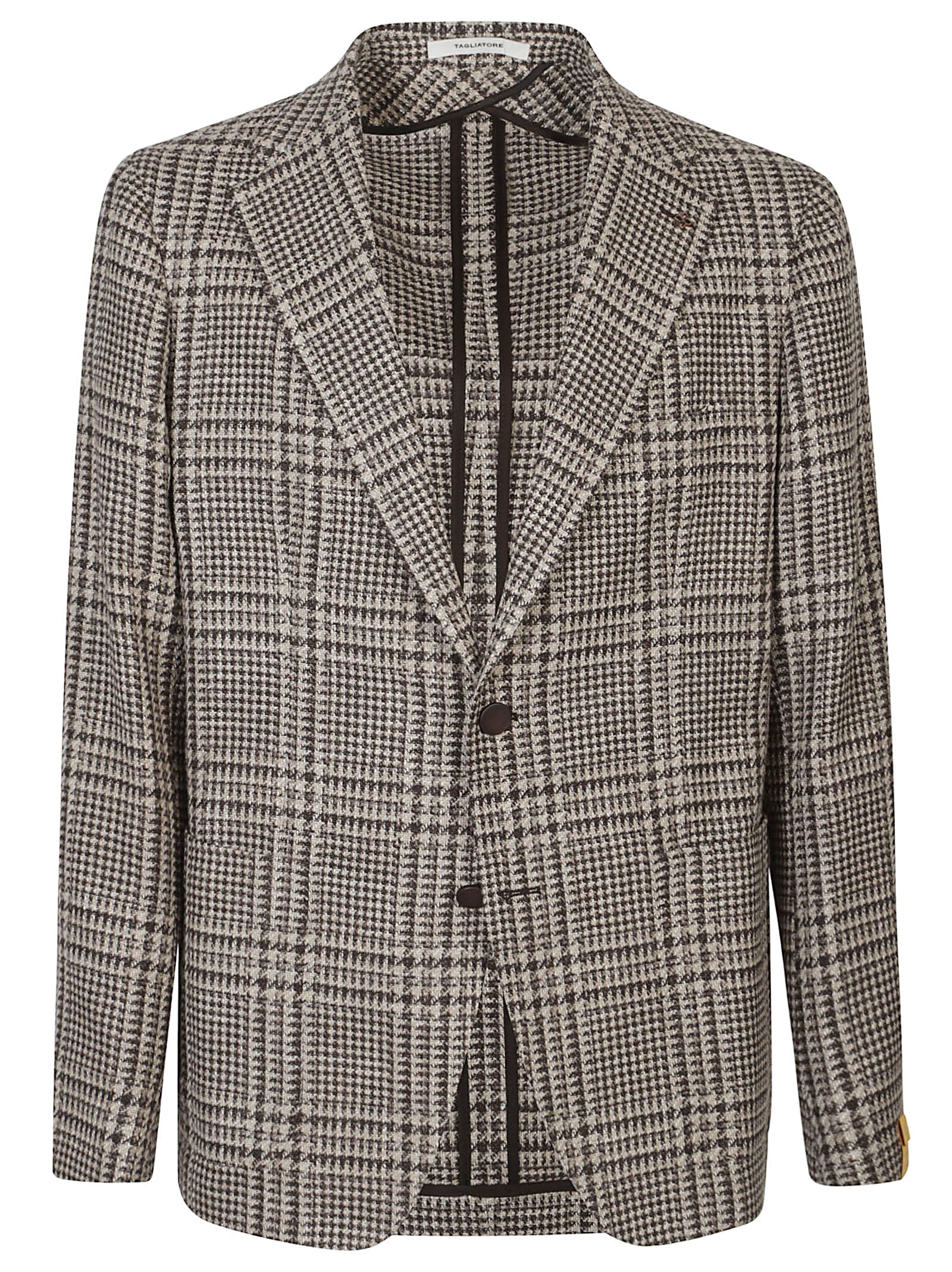 Tagliatore Checked Single-breasted Jacket In Brown