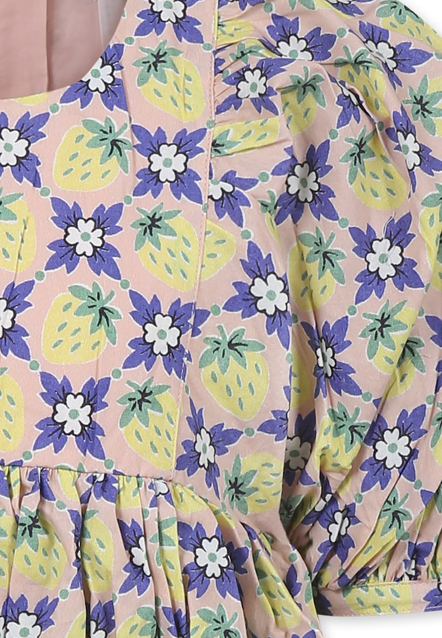 Molo Multicolor Dress For Girl With Strawberry And Floral Print In Multicolor