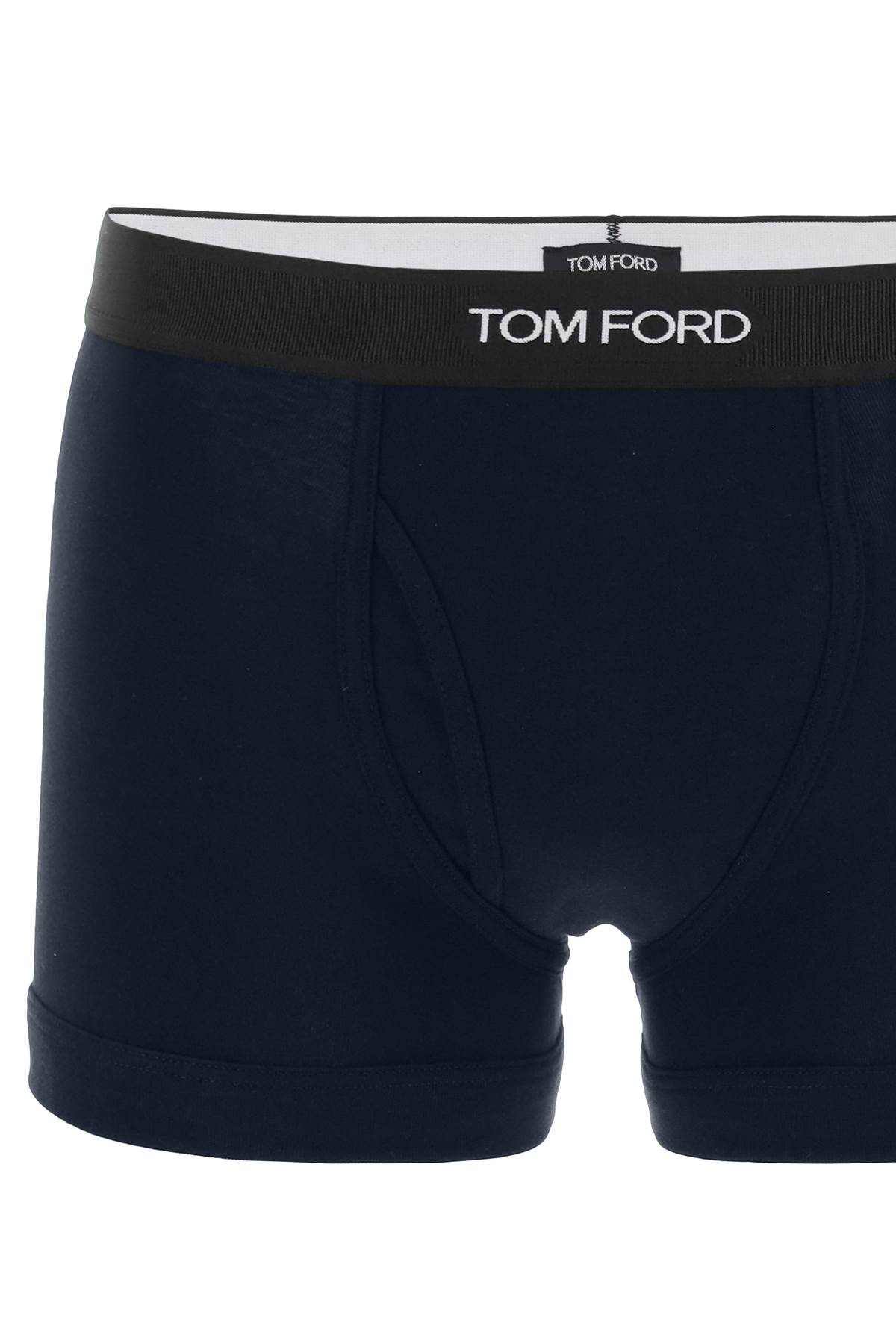 Tom Ford Cotton Boxer Briefs With Logo Band In Blue