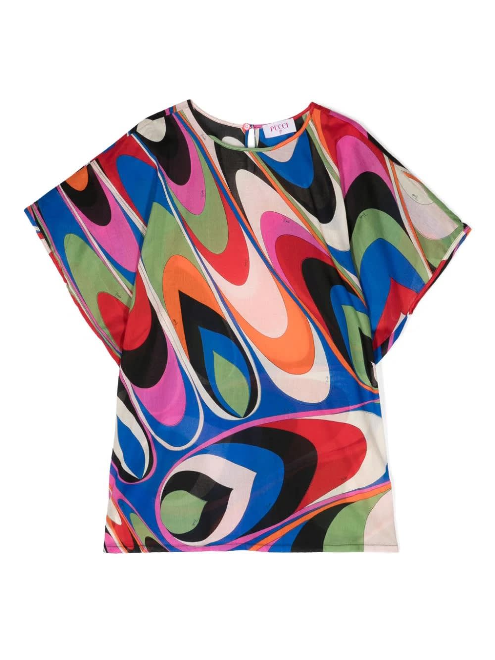 Pucci Kids' Multicoloured Iride Print Short Sleeved Dress
