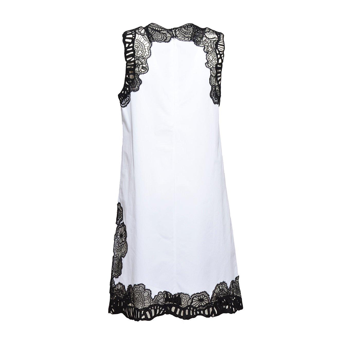 Shop Jil Sander Lace Embroidered Sleeveless Dress In Bianco/nero