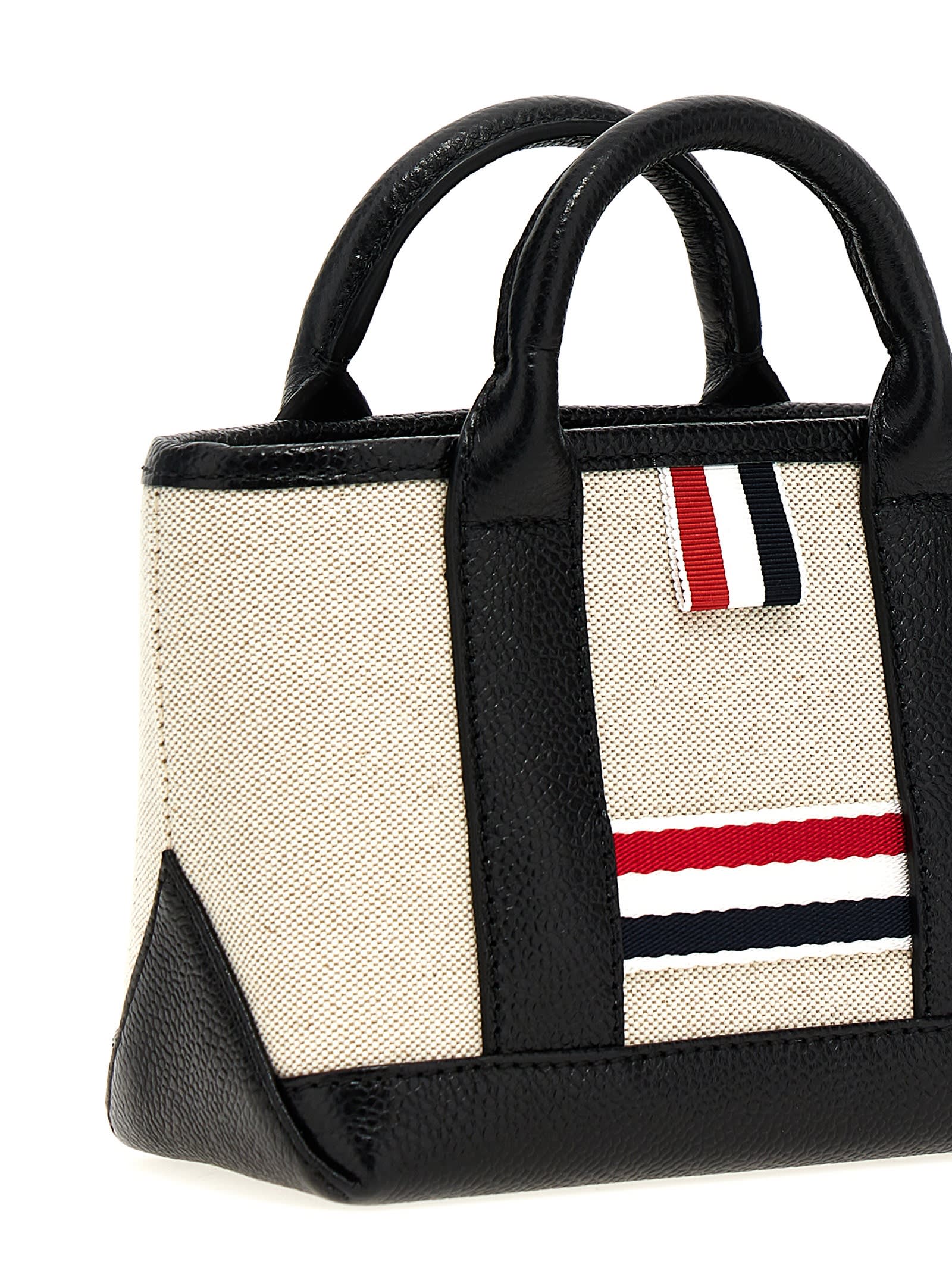 Shop Thom Browne Micro Tool Tote Handbag In Black