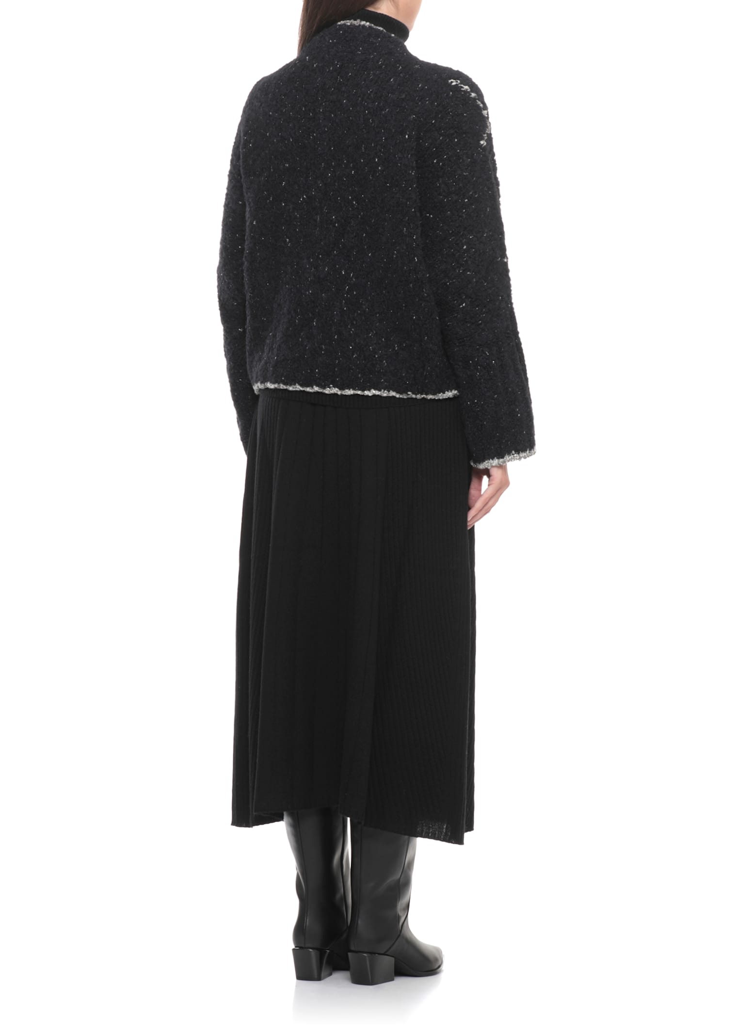 D Exterior Cardigan With Geometric Pattern In Black