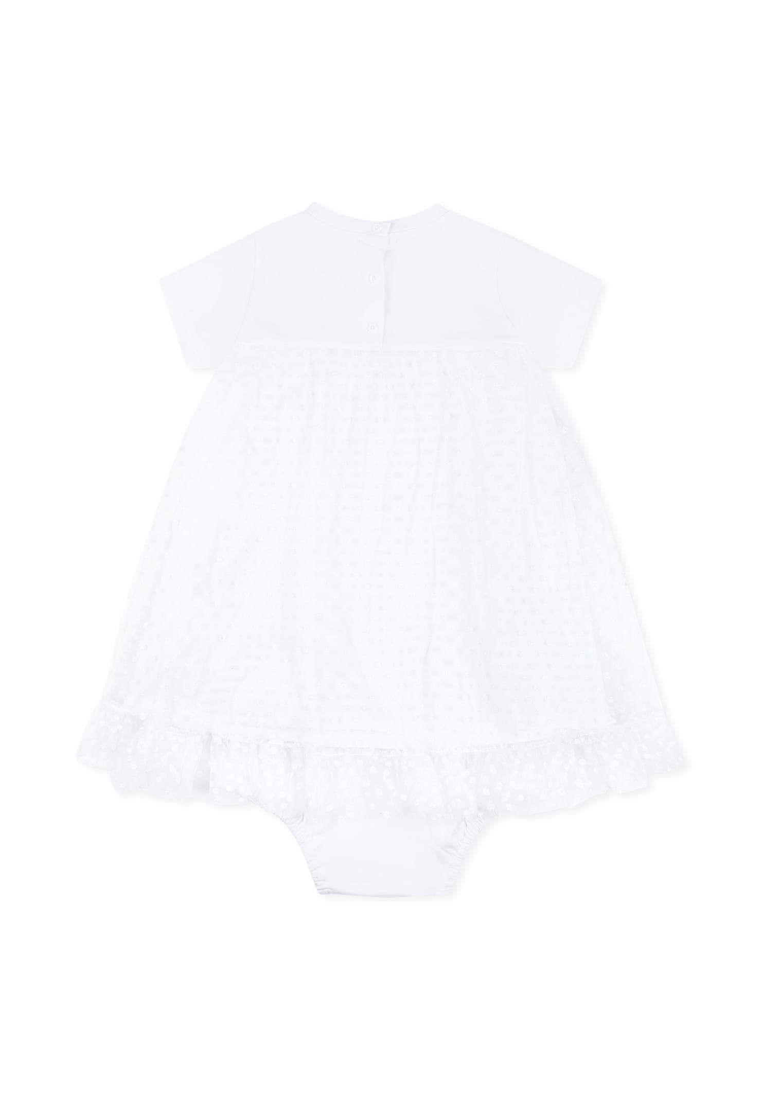 Balmain White Dress For Baby Girl With Logo In White