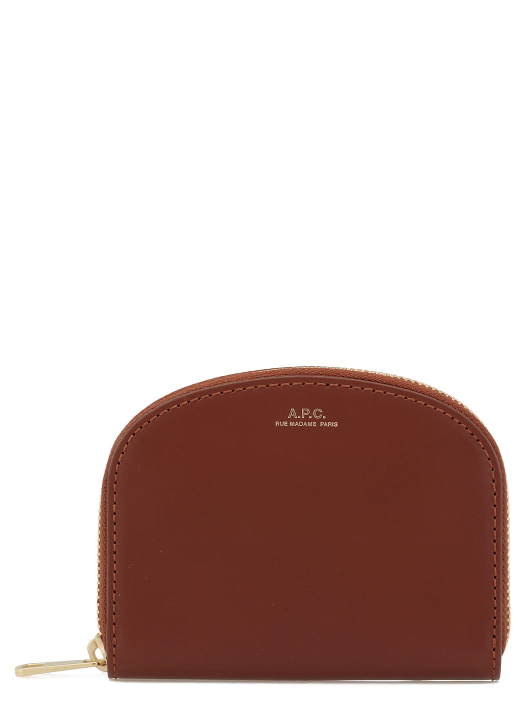 Apc Leather Card Holder In Noisette
