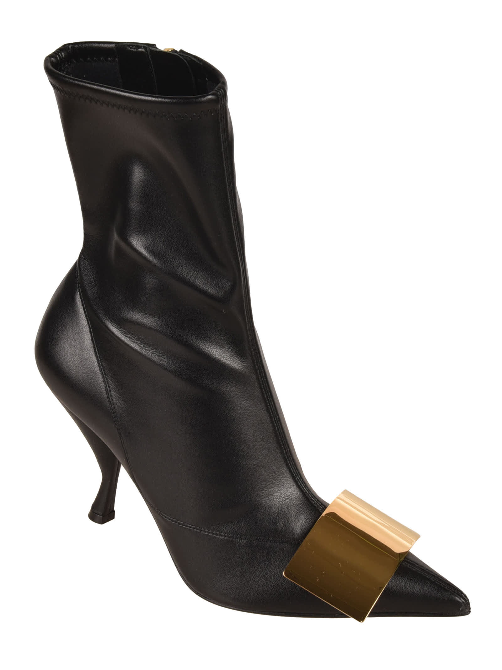 Shop Sergio Rossi Pointed Toe Side Zip Boots In Black
