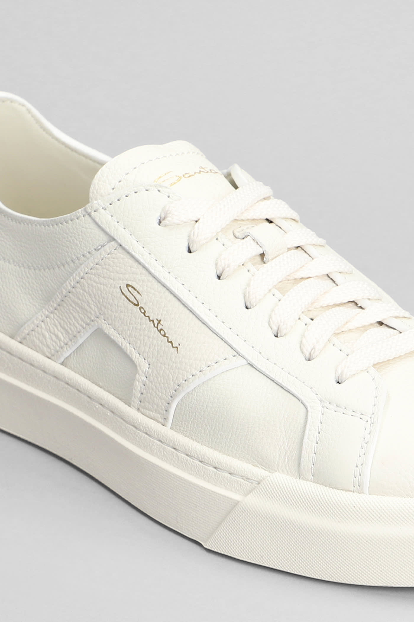 Shop Santoni Dbs Sneakers In White Leather