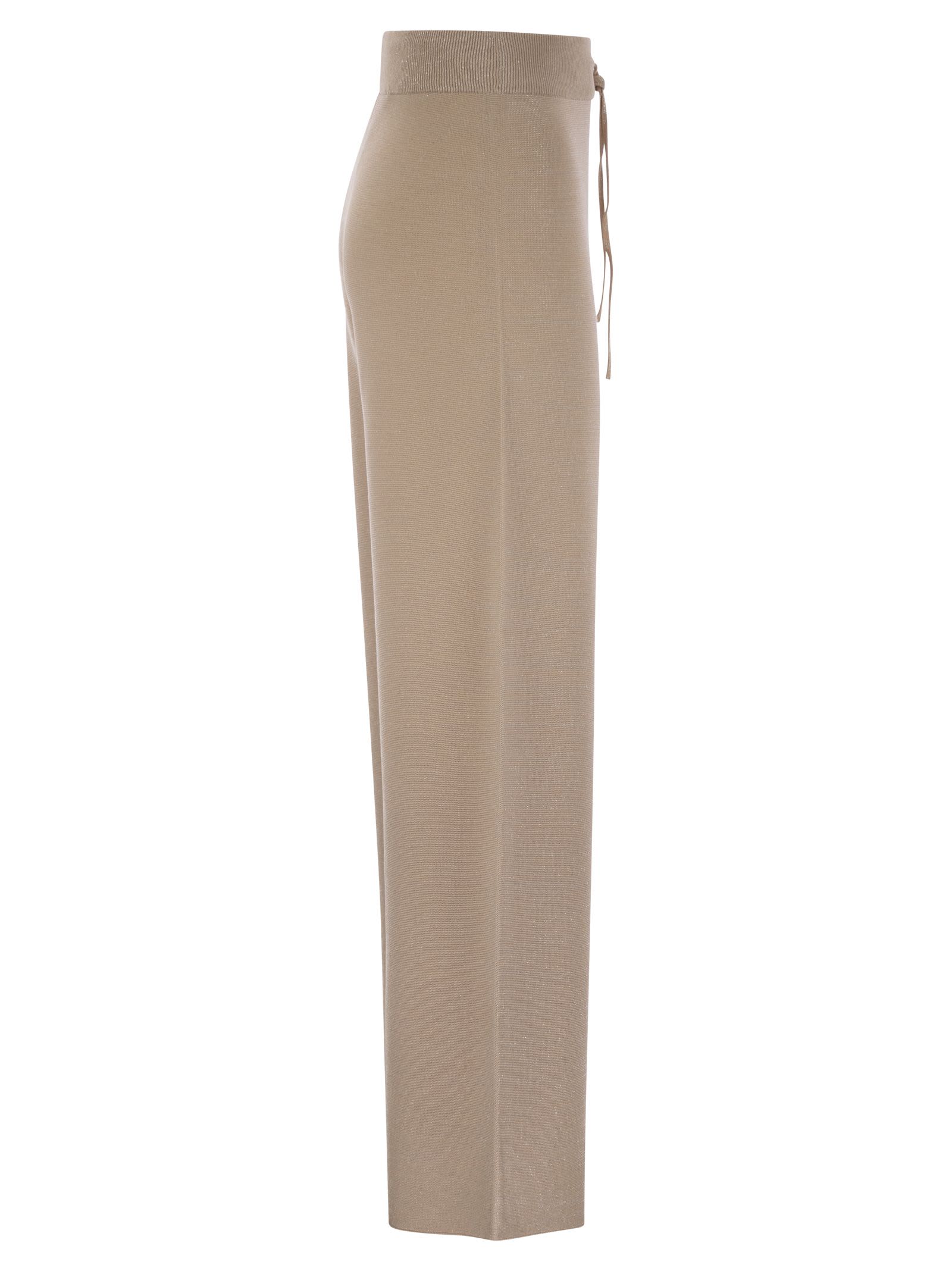 Fabiana Filippi Wide Trousers In Organic Cotton And Lurex In Powder Pink