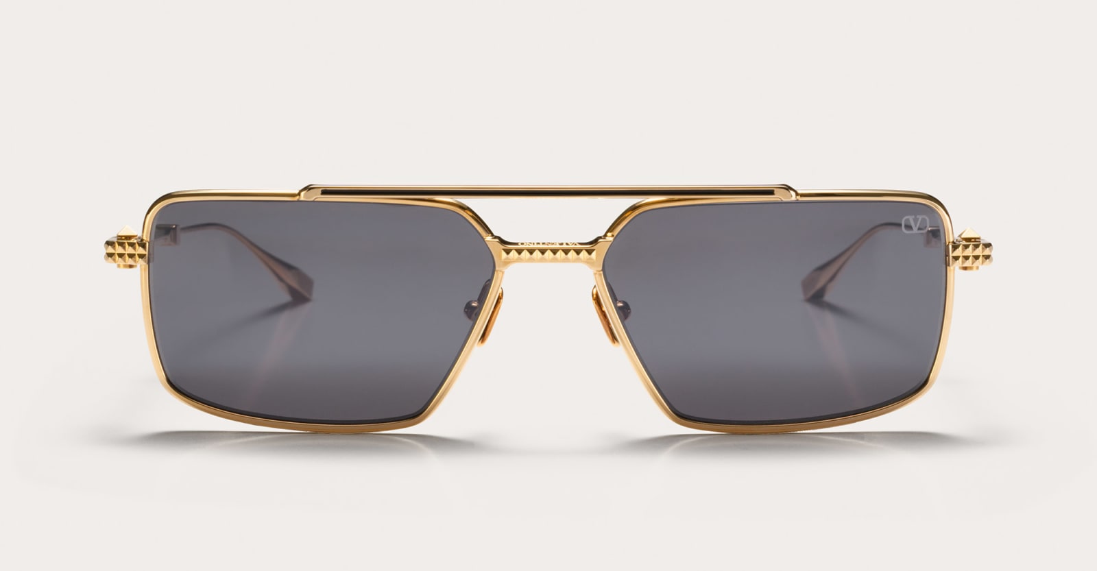 Valentino Sei - White Gold / Black Sunglasses