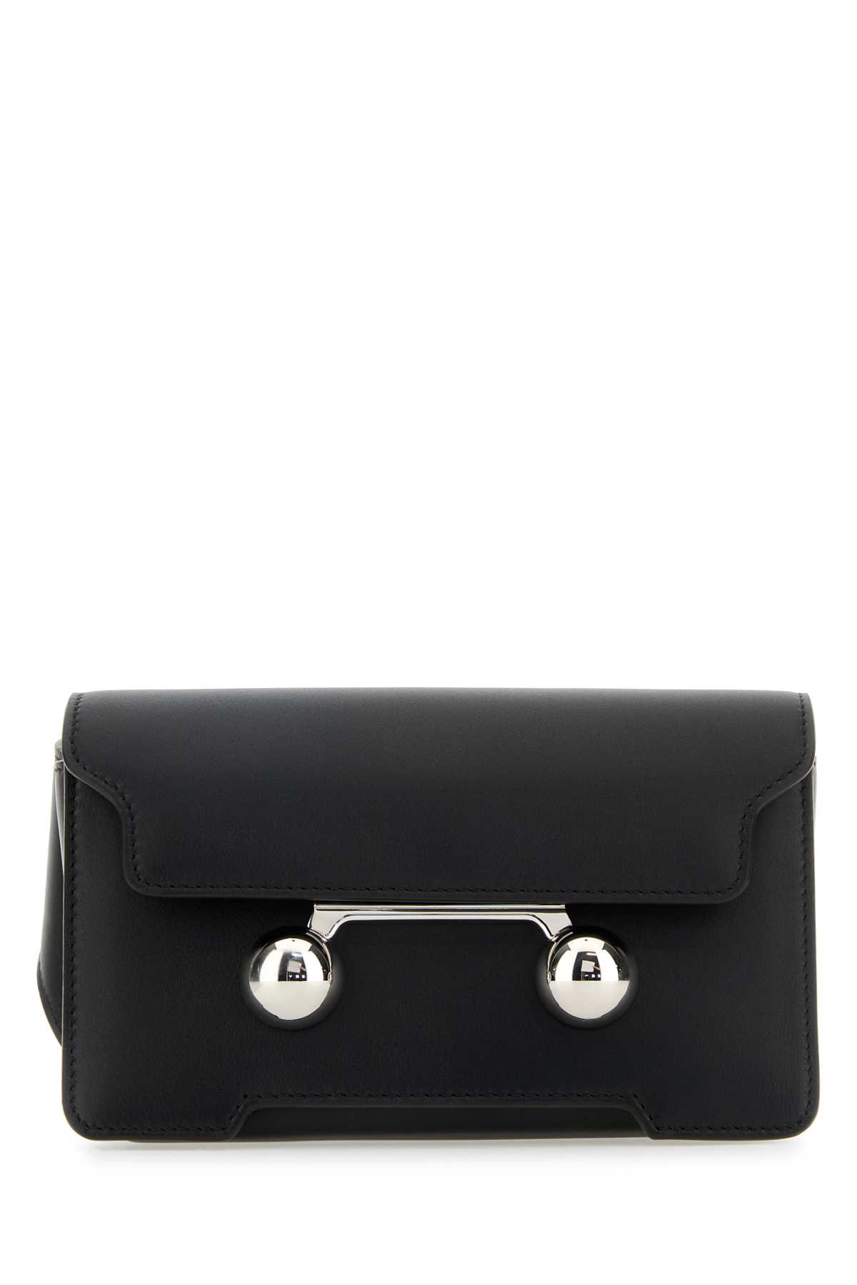 Shop Marni Black Leather Trunkaroo Crossbody Bag