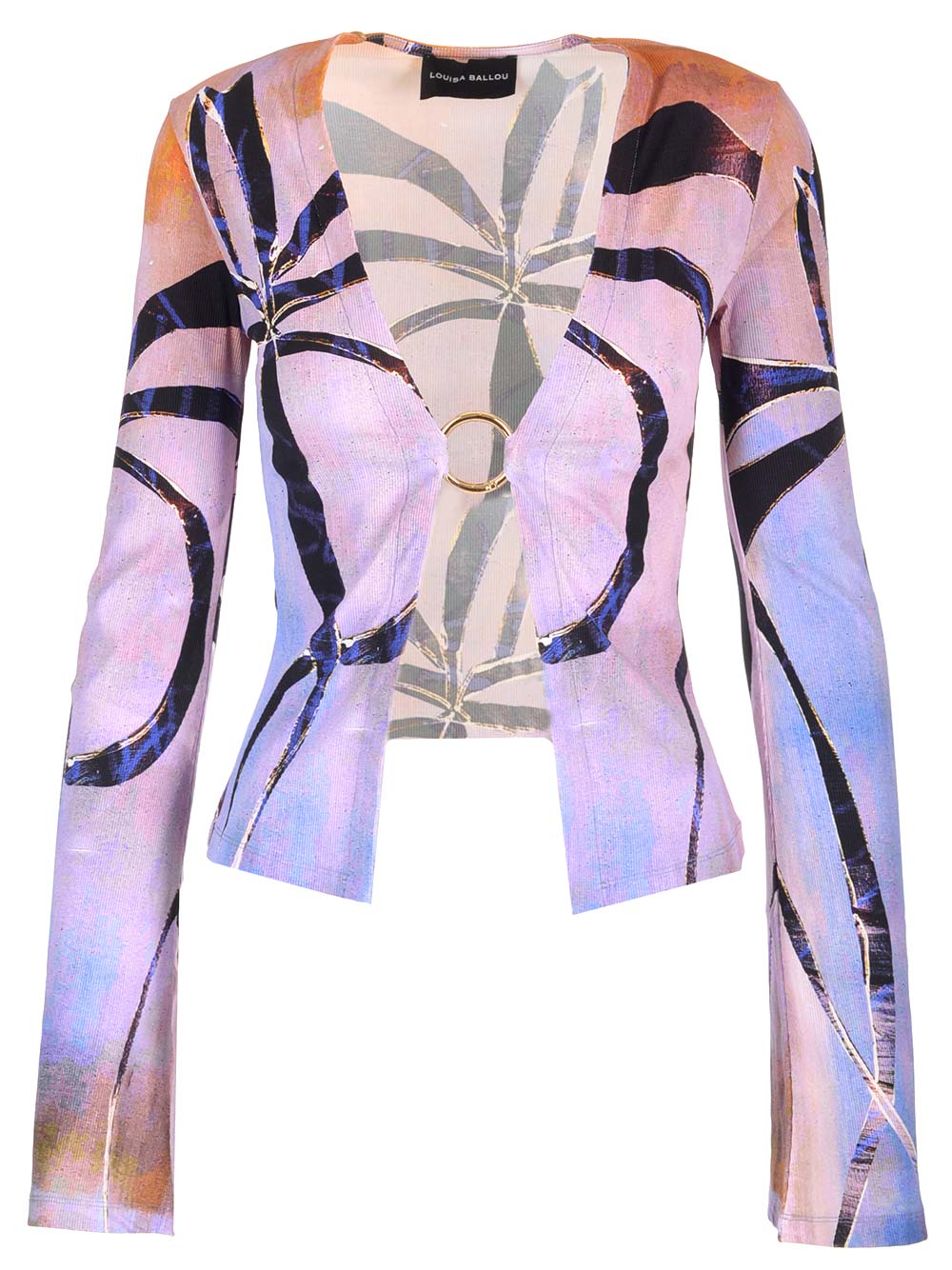 Louisa Ballou Purple Ribbed Classic Cardigan In Multicolor