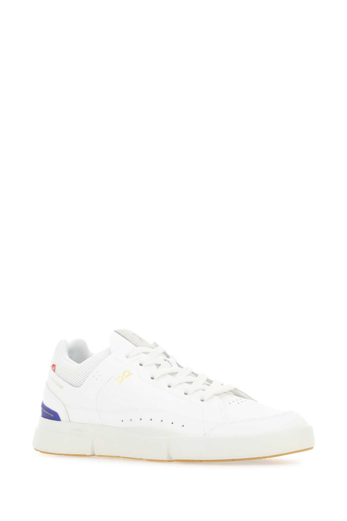 On White Synthetic Leather And Fabric The Roger Center Court Sneakers In White & Green