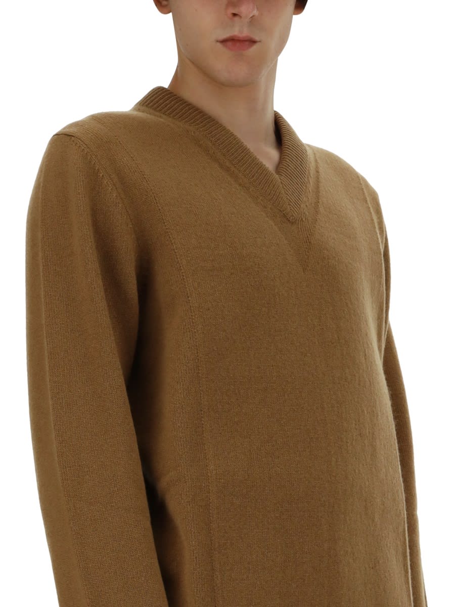 Shop Jil Sander V-neck Sweater In Beige