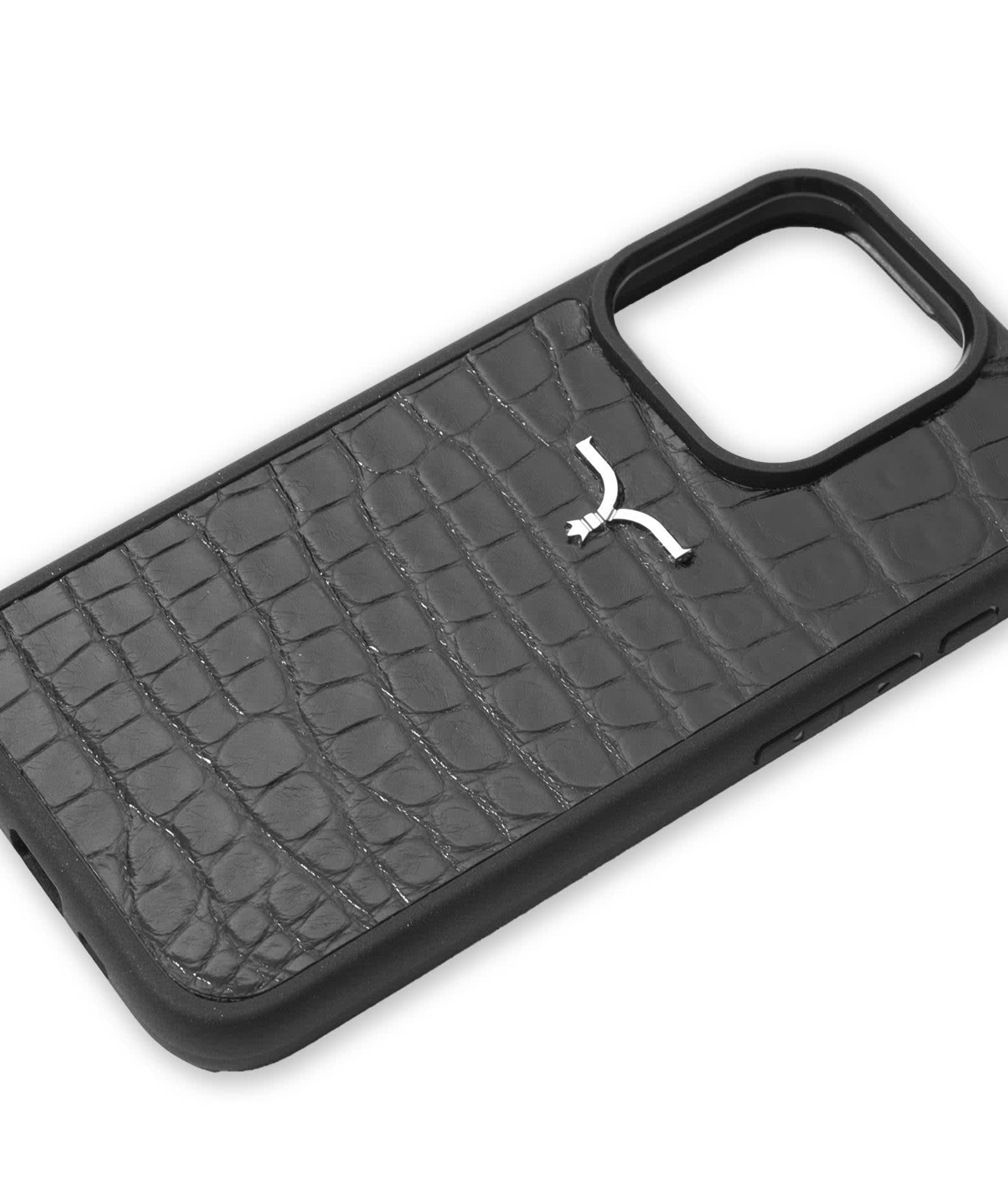 Shop Larusmiani Alligator Cover Foriphone 15 Accessory In Black