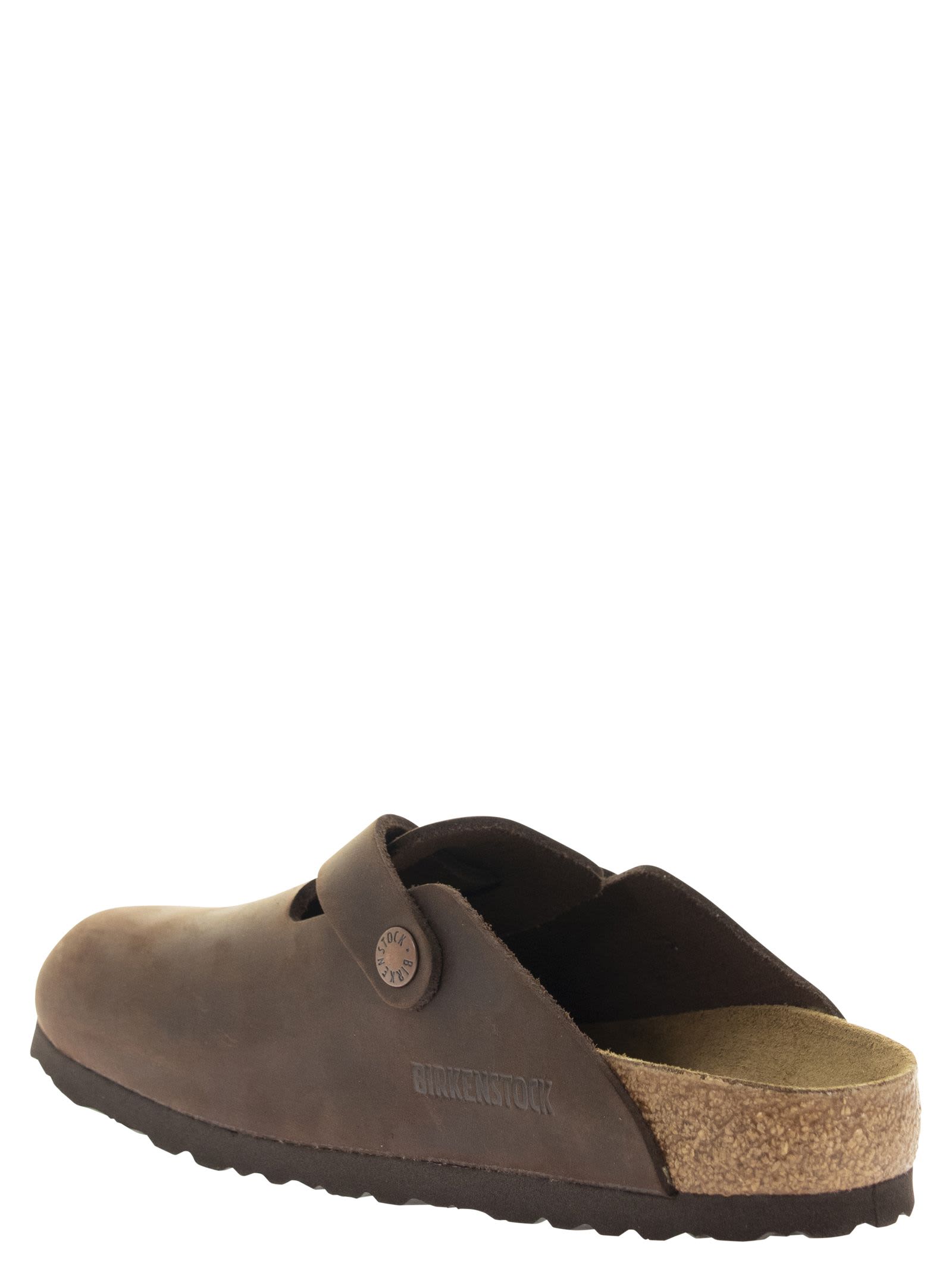 Birkenstock Chocolate Leather Boston Slippers In Brown