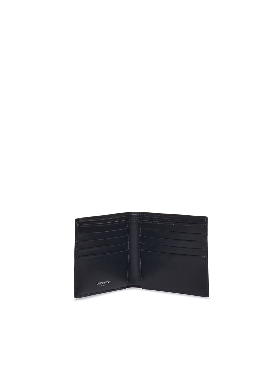 Shop Saint Laurent Metal Logo Ysl Wallet In Calfskin In Black