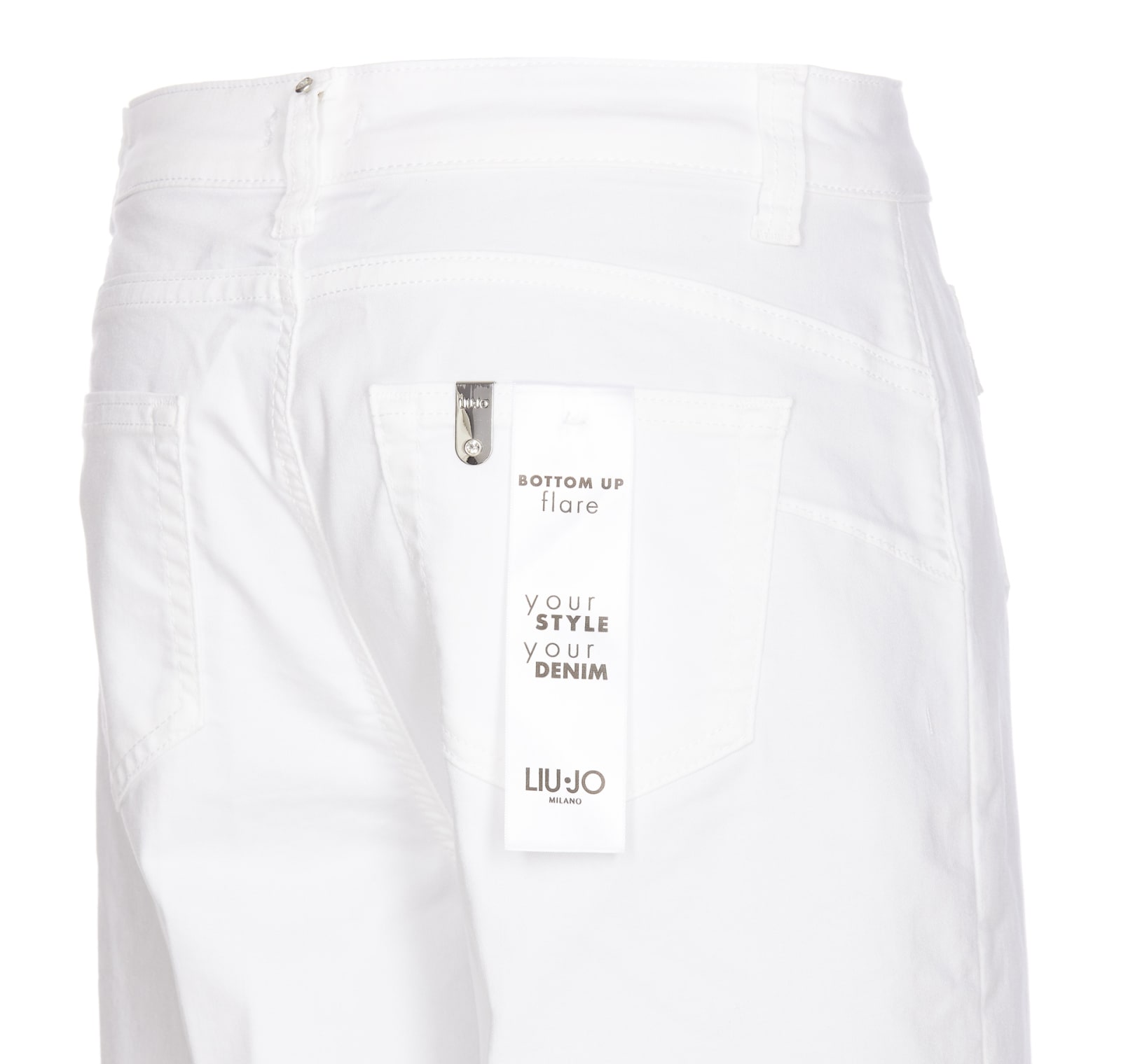 Shop Liu •jo Flare Cropped Jeans In Bianco