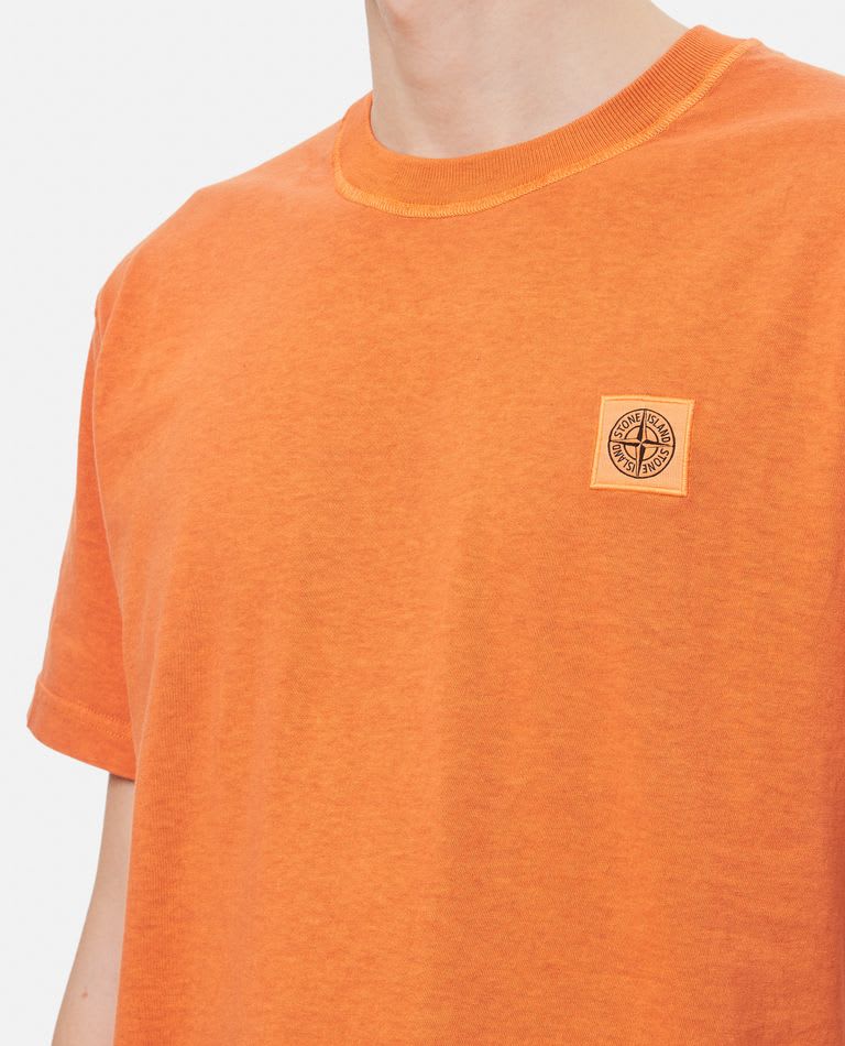 Shop Stone Island Basic Logo T-shirt Cotton Washed In Orange