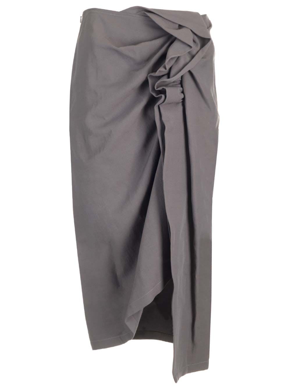 Shop Dries Van Noten Wool Canvas Midi Skirt In Grey