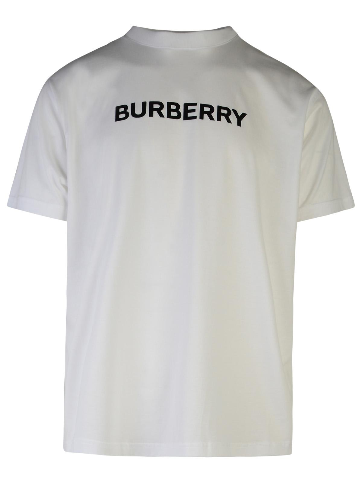 Shop Burberry Harriston White Cotton T-shirt