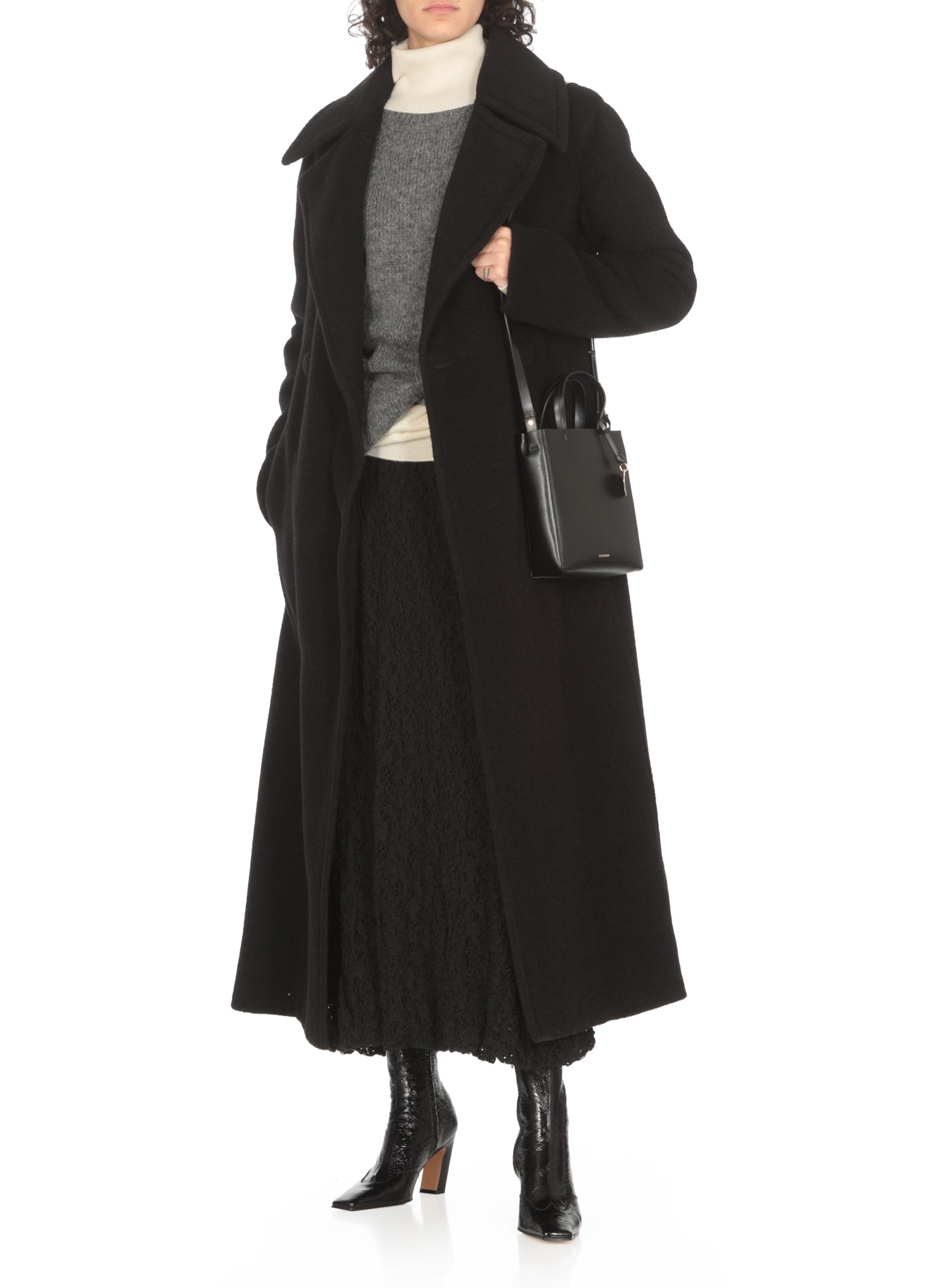 Shop Jil Sander Lama Coat In Black