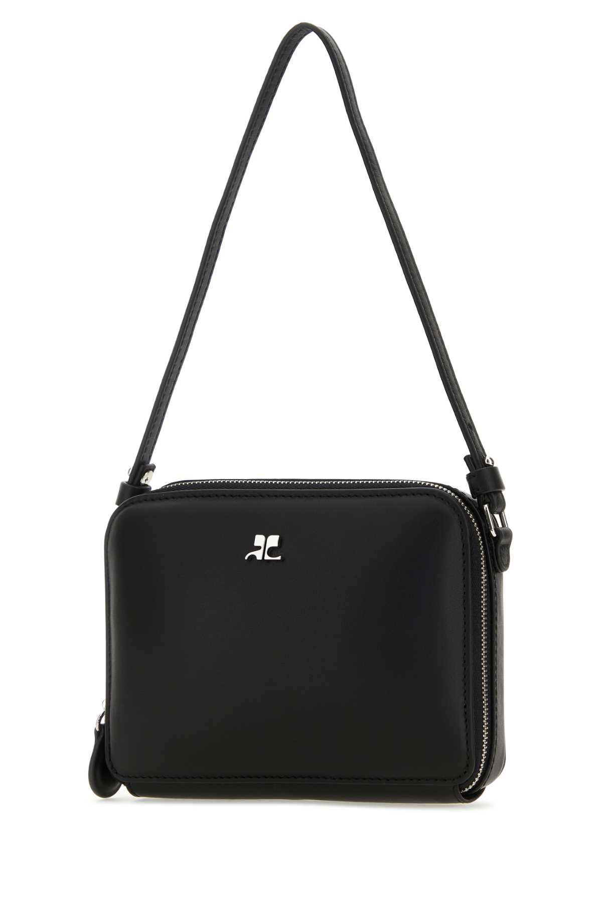 Shop Courrèges Black Leather Cloud Reflex Shoulder Bag