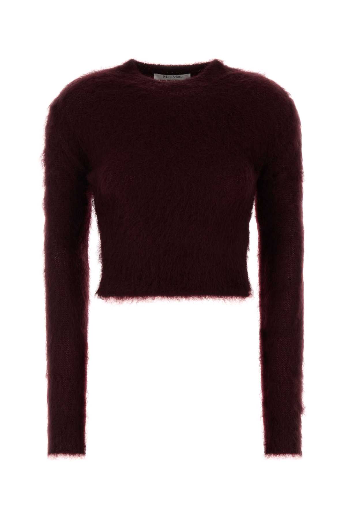 Max Mara Mohair Blend Cropped Sweater With Long Sleeves In Red