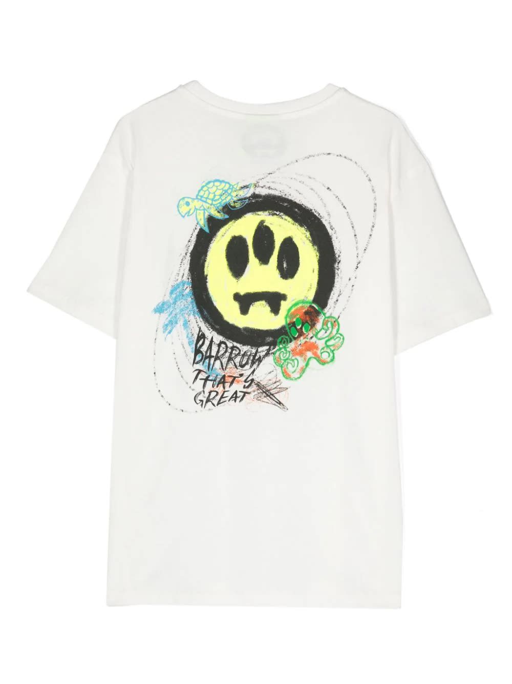 Shop Barrow White T-shirt With Logo And Graphics In Bianco