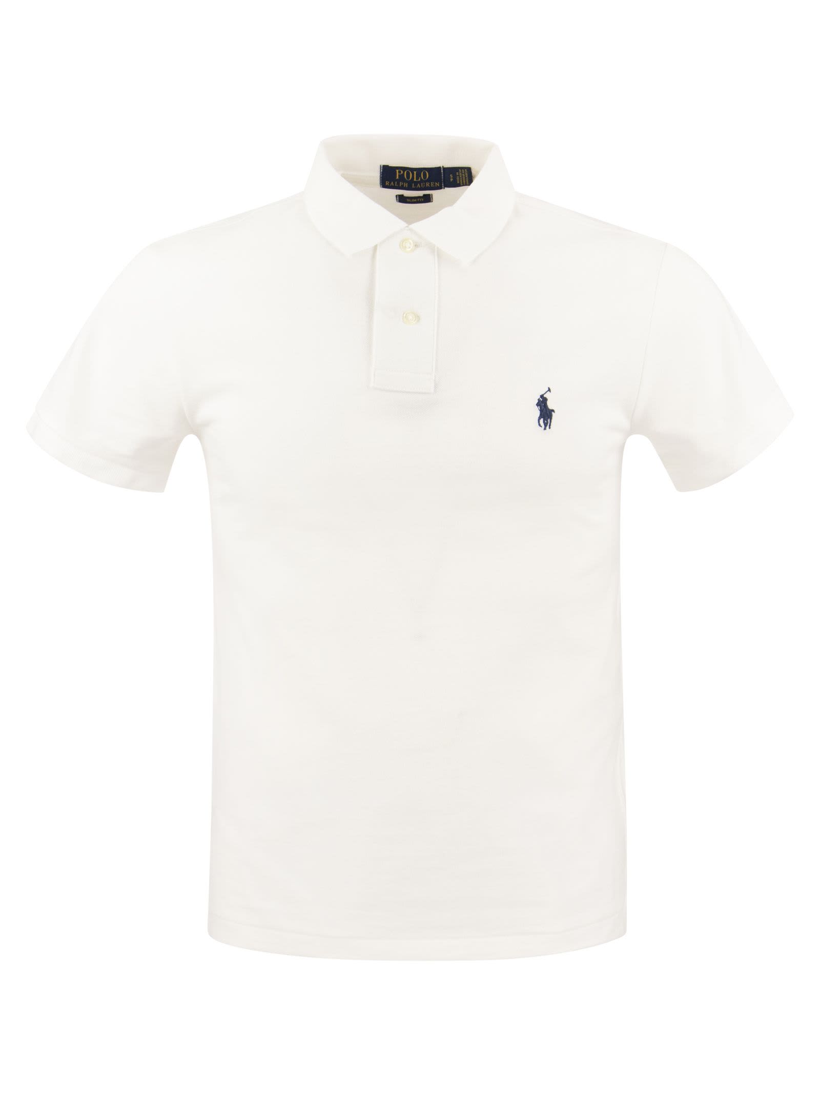 Shop Polo Ralph Lauren Slim-fit Pique Polo Shirt In White