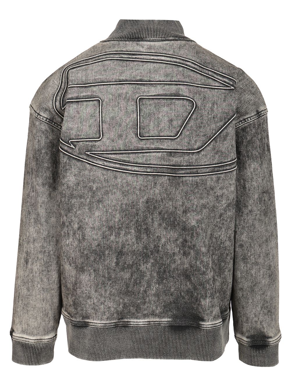 Diesel Track Denim Zip-up Sweater With Oval D