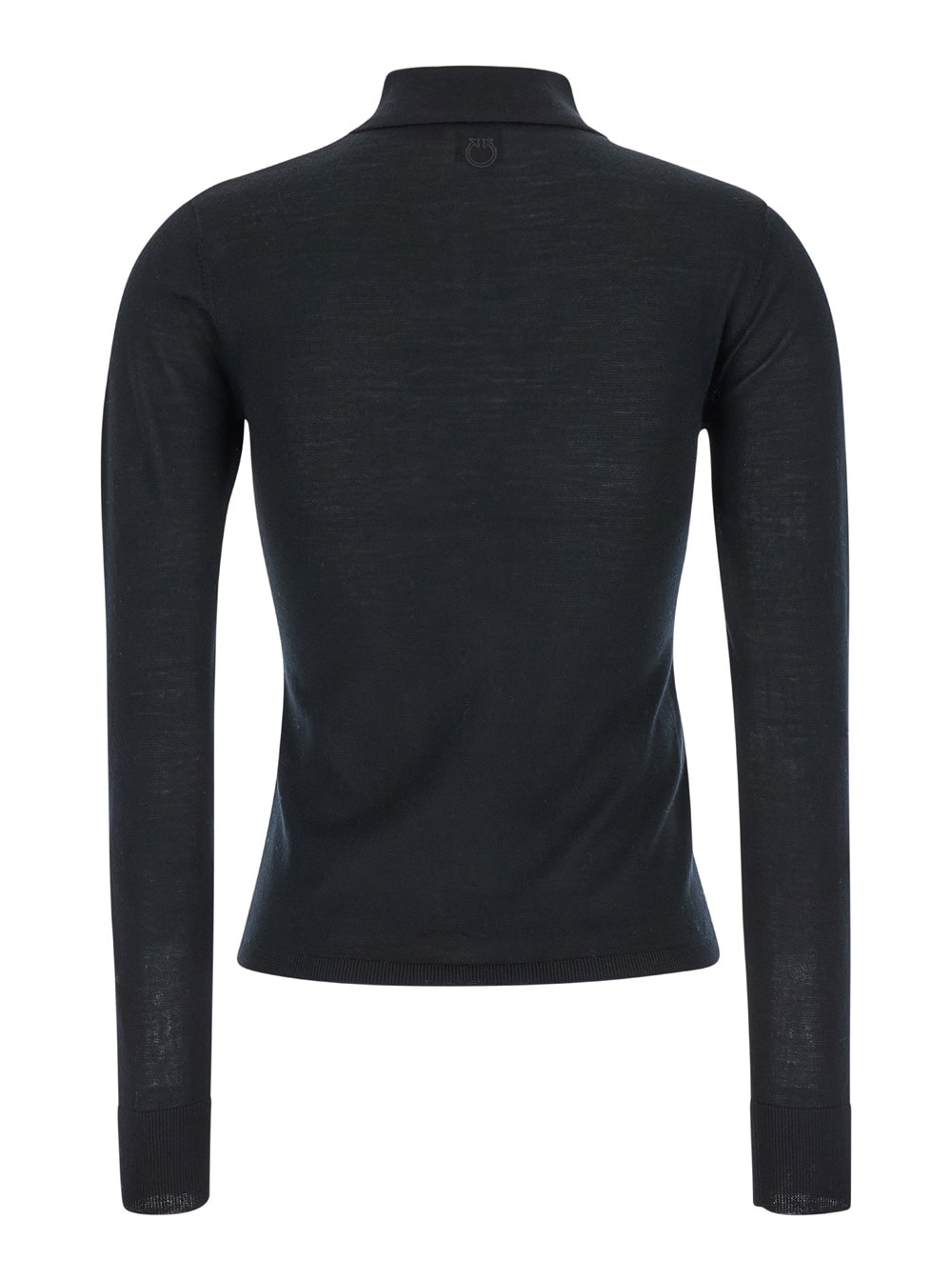 Shop Pinko Liquoroso Black Long-sleeve Polo Shirt In Wool Woman