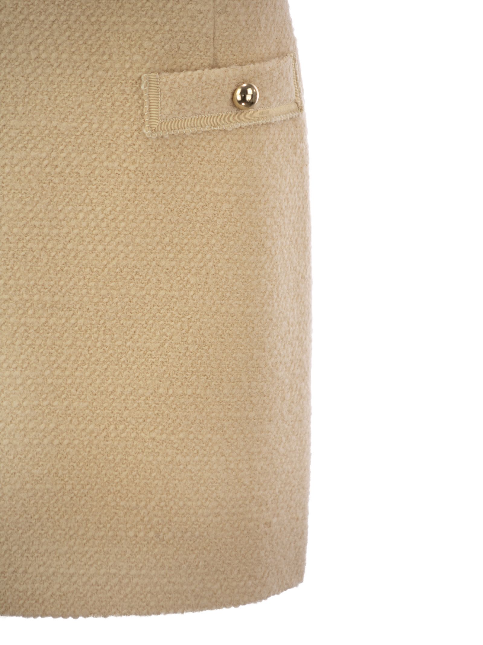 Fay Short Skirt With Boucle Details In Beige
