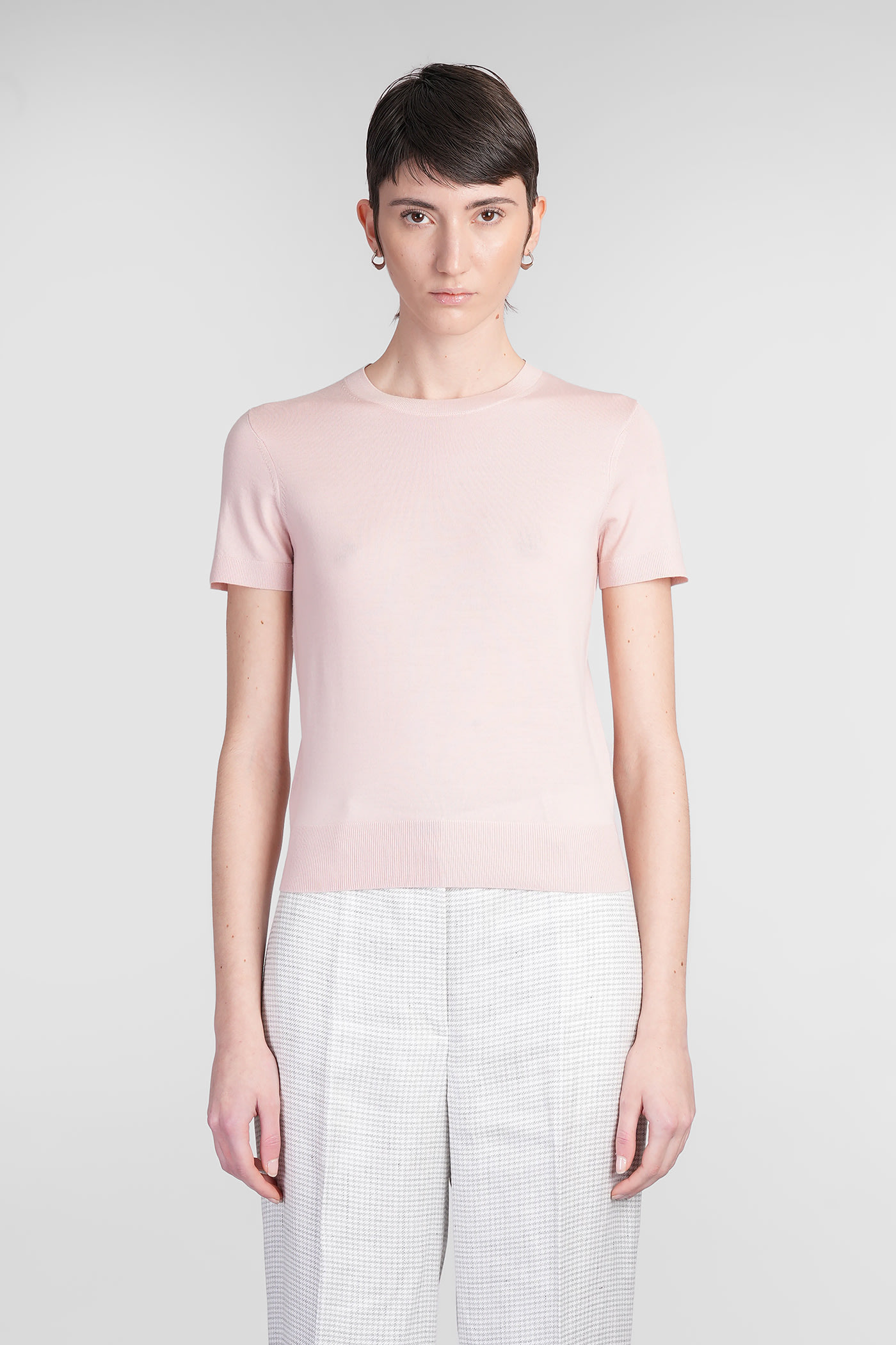 T-shirt In Rose-pink Wool