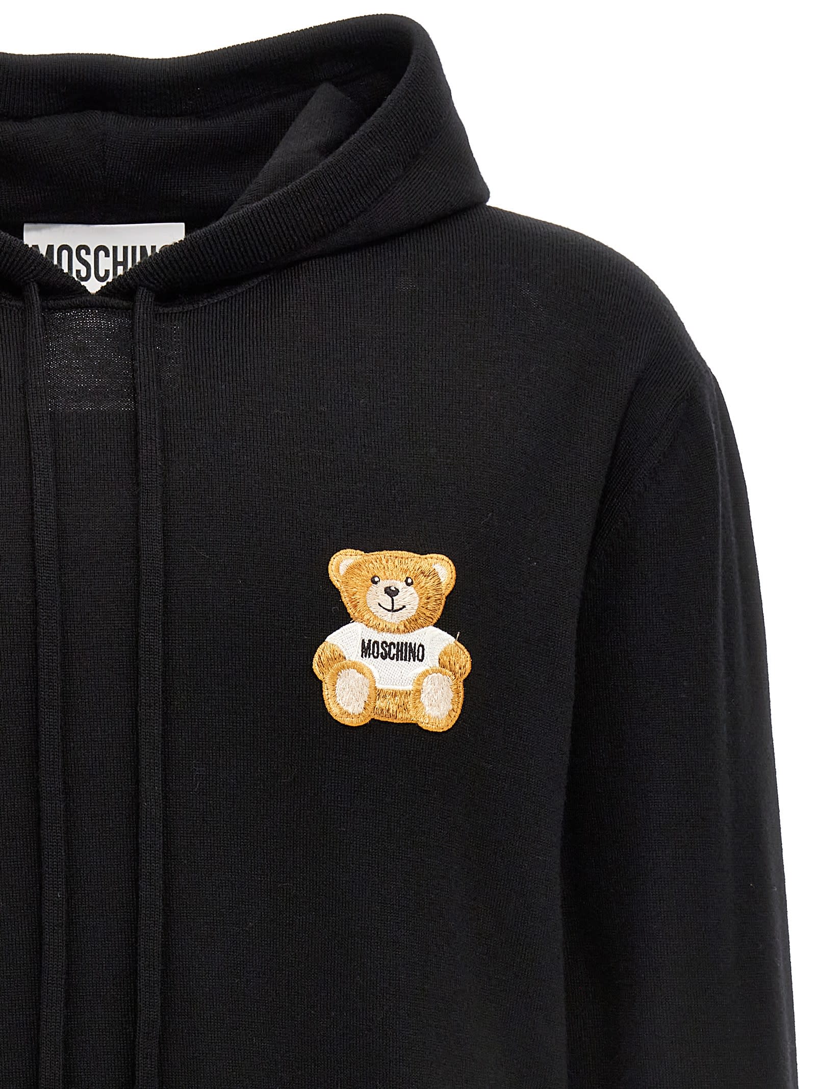 Shop Moschino Teddy Hooded Sweater In Black